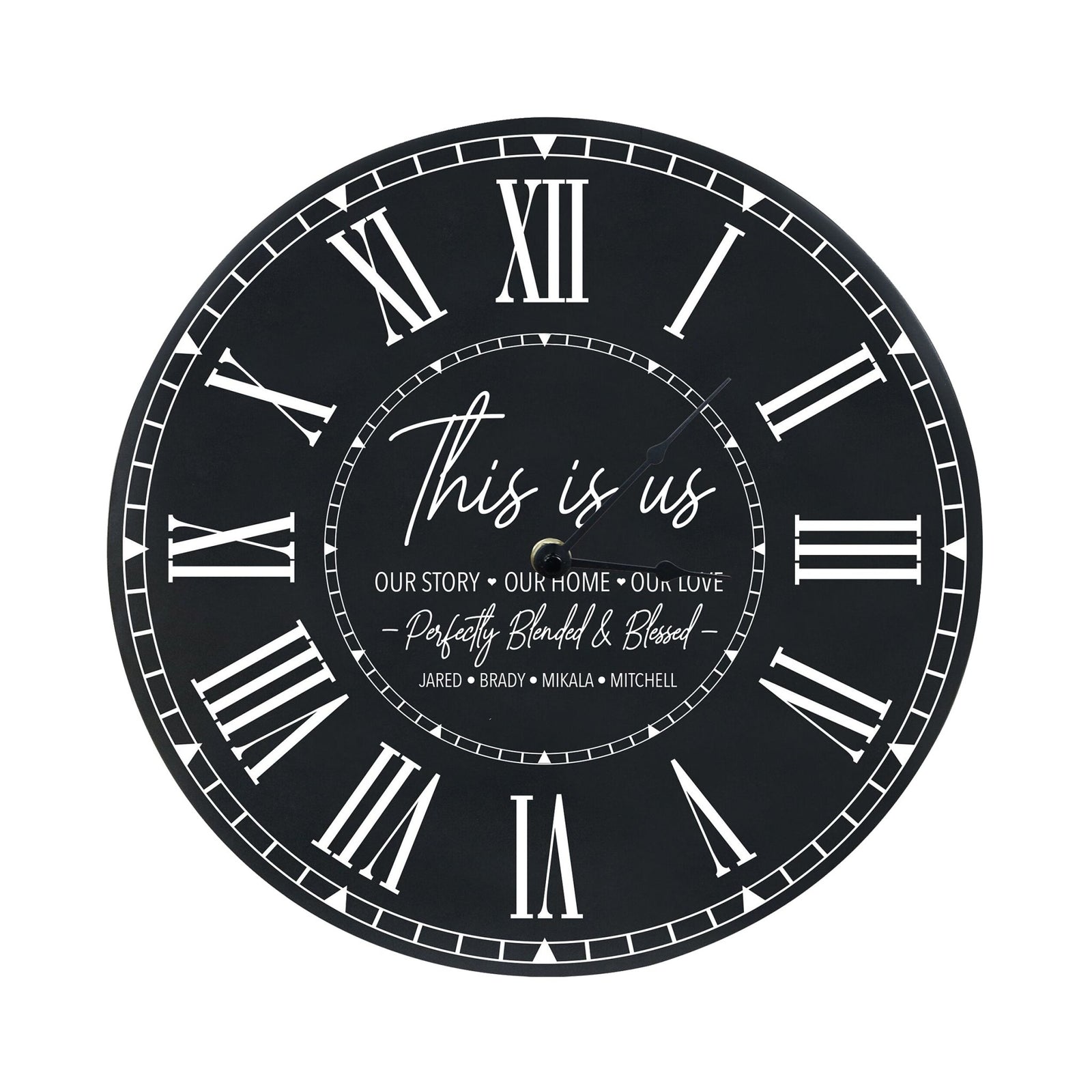 Custom Everyday Home and Family Clock 12” x .75” This Is Us-Perfectly Blended - LifeSong Milestones