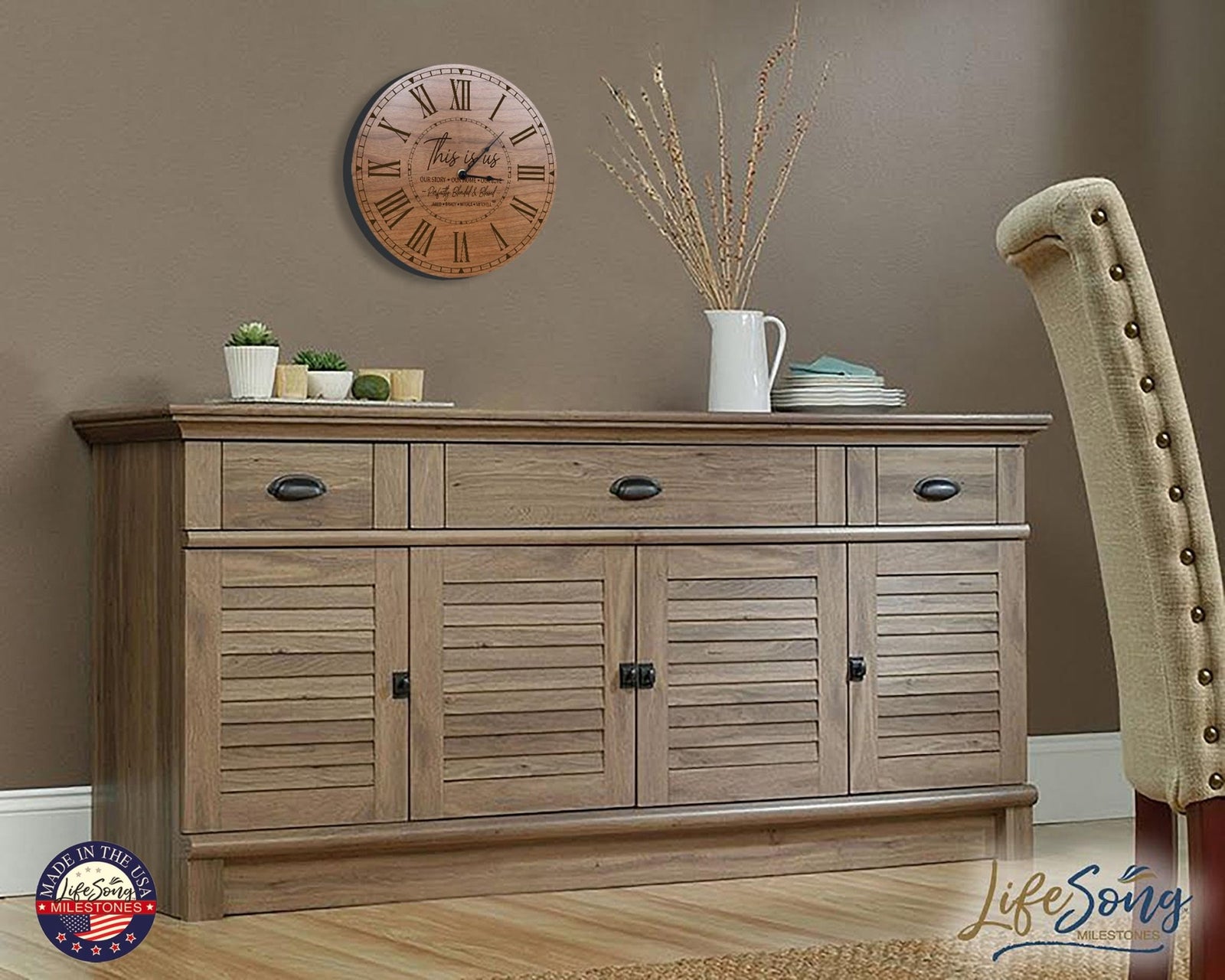 Custom Everyday Home and Family Clock 12” x .75” This Is Us-Perfectly Blended - LifeSong Milestones
