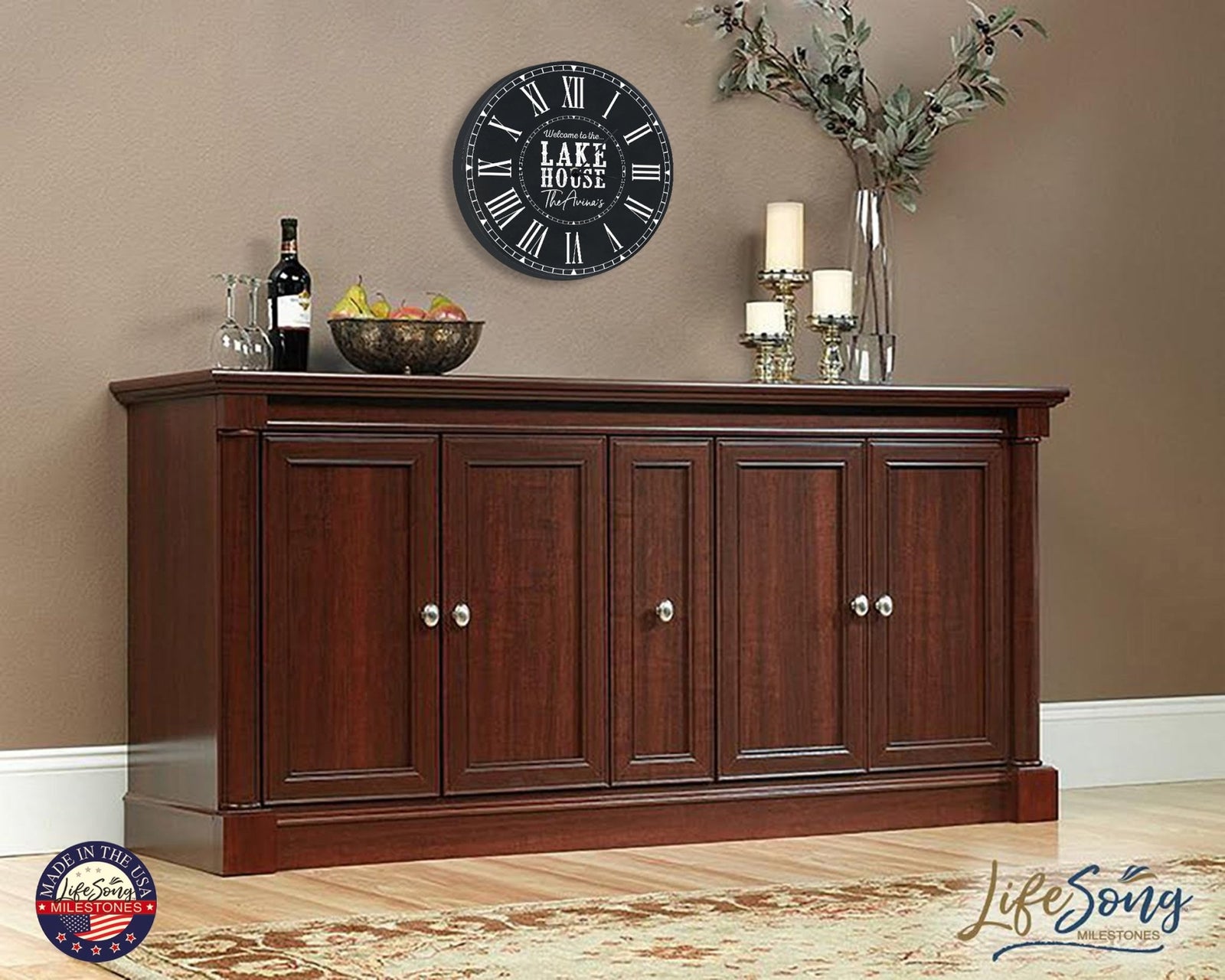 Custom Everyday Home and Family Clock 12” x .75” Welcome to the Lakehouse - LifeSong Milestones