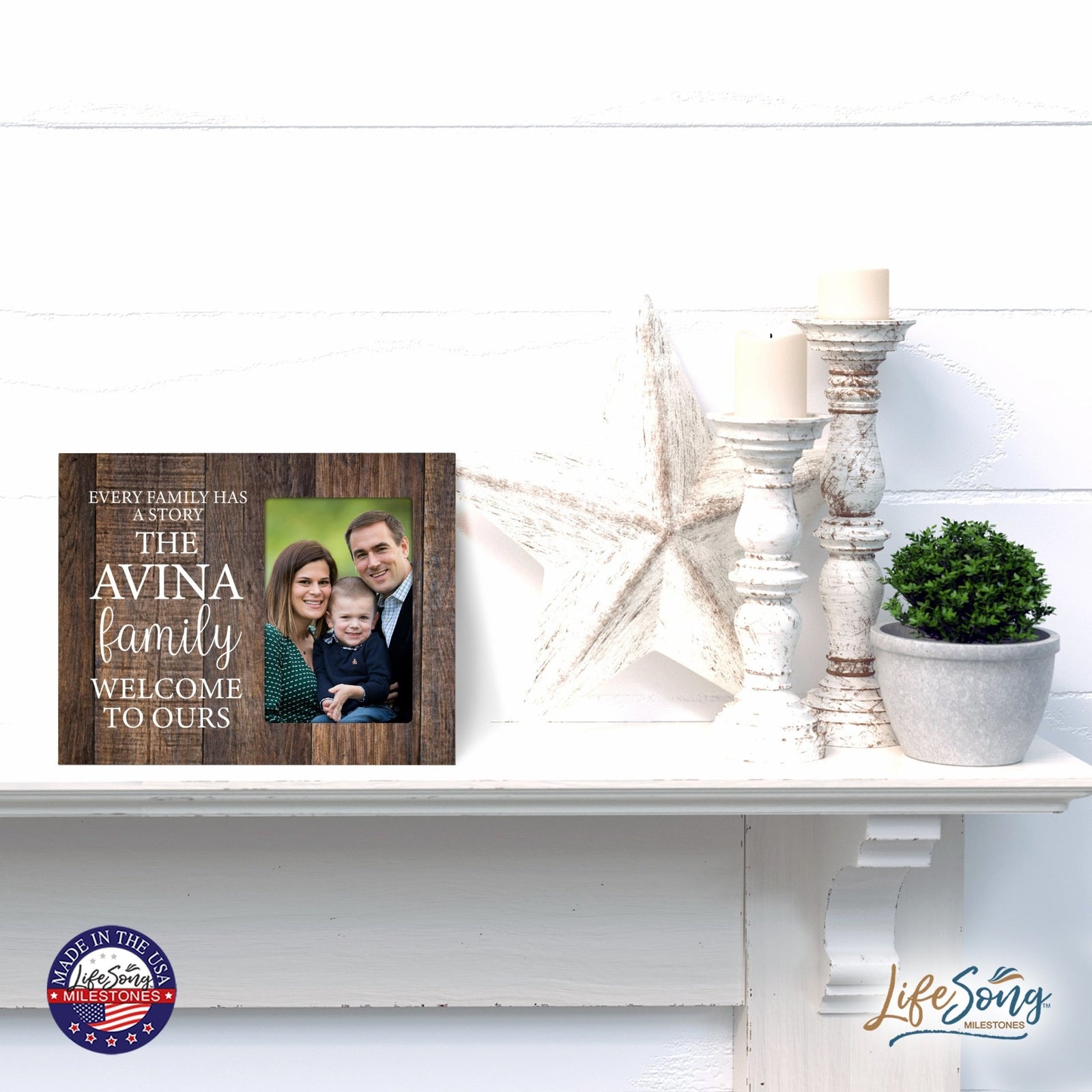 Custom Everyday Inspirational Wooden 8x10 Picture Frame holds 4x6 Photo Every Family Has - LifeSong Milestones