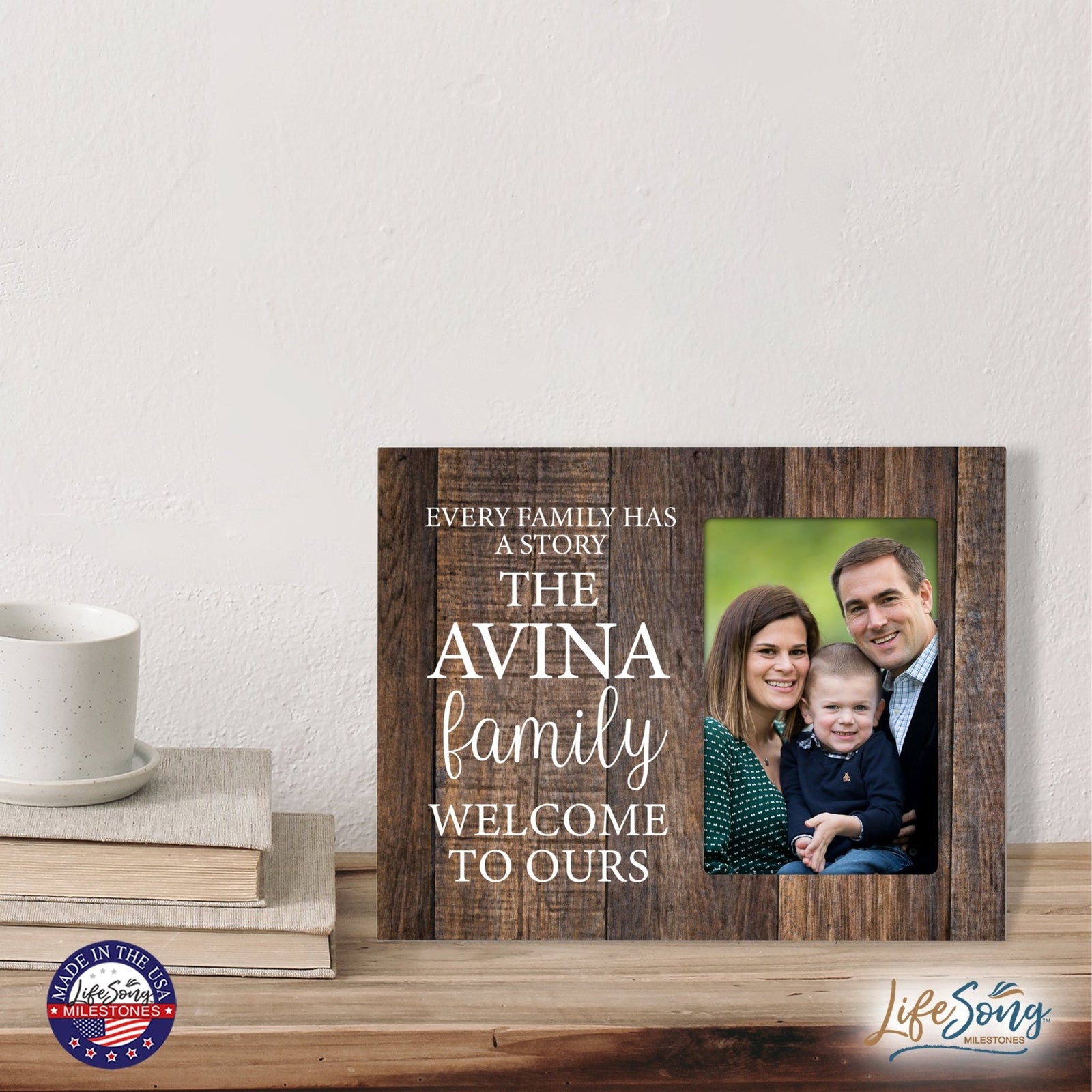 Custom Everyday Inspirational Wooden 8x10 Picture Frame holds 4x6 Photo Every Family Has - LifeSong Milestones
