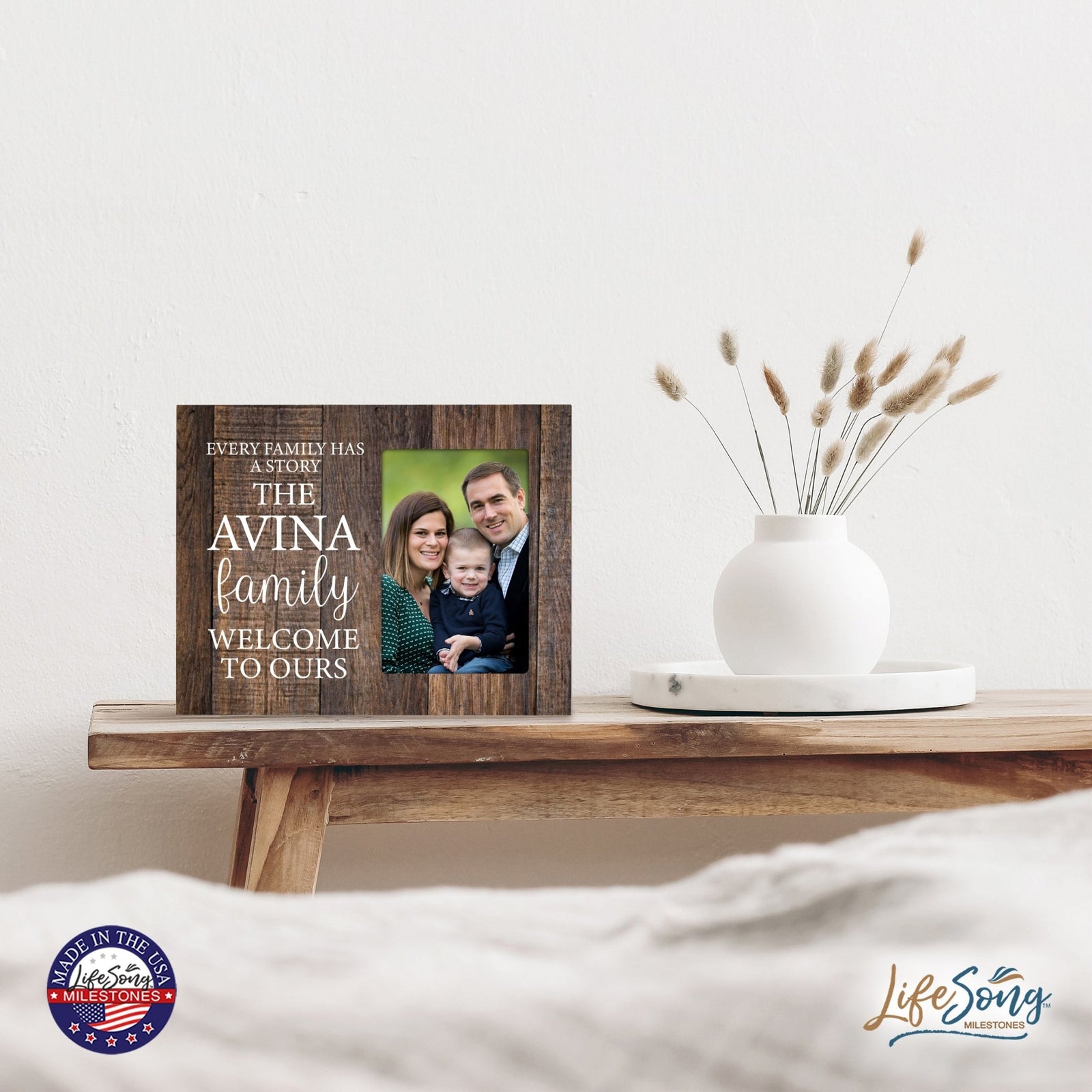Custom Everyday Inspirational Wooden 8x10 Picture Frame holds 4x6 Photo Every Family Has - LifeSong Milestones
