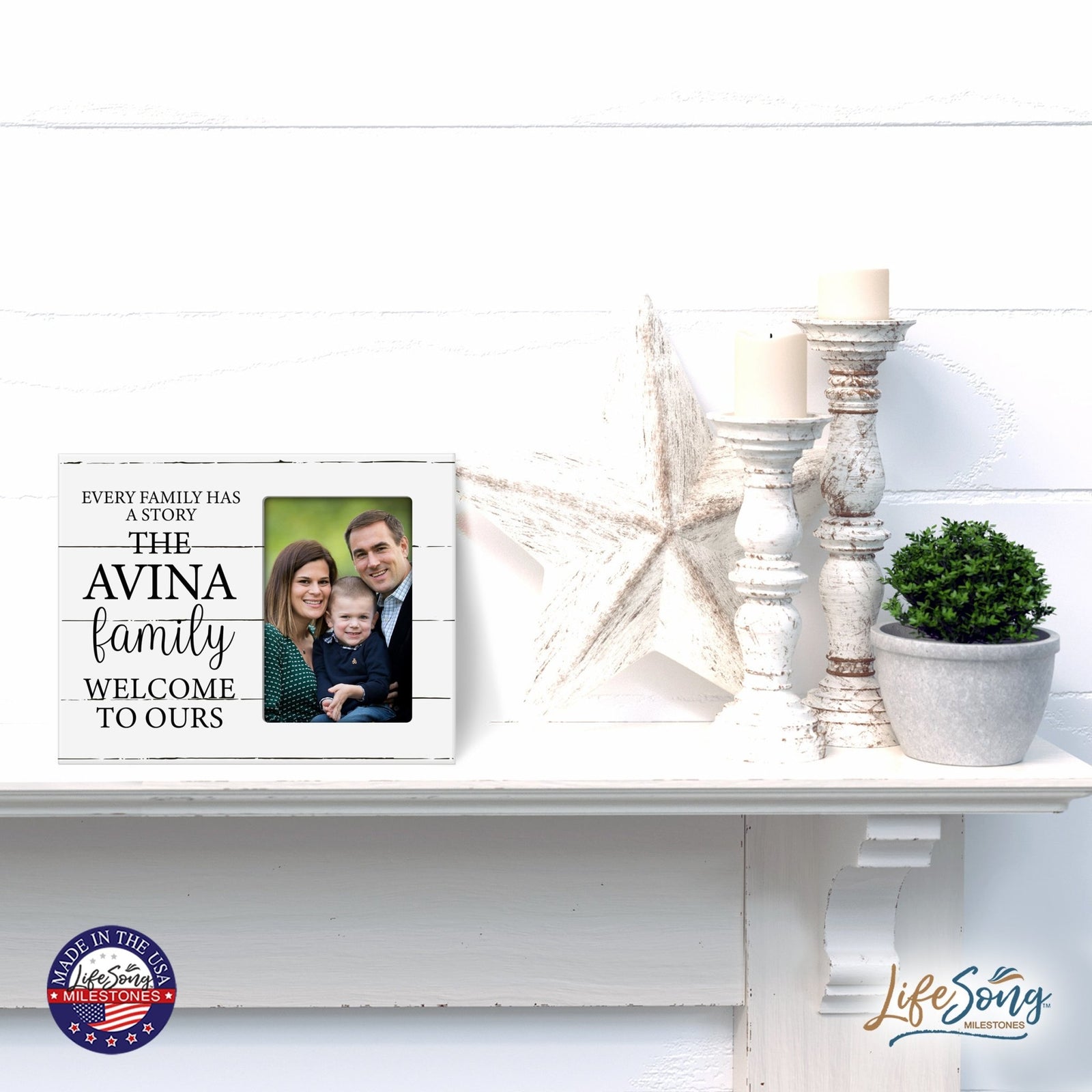 Custom Everyday Inspirational Wooden 8x10 Picture Frame holds 4x6 Photo Every Family Has - LifeSong Milestones