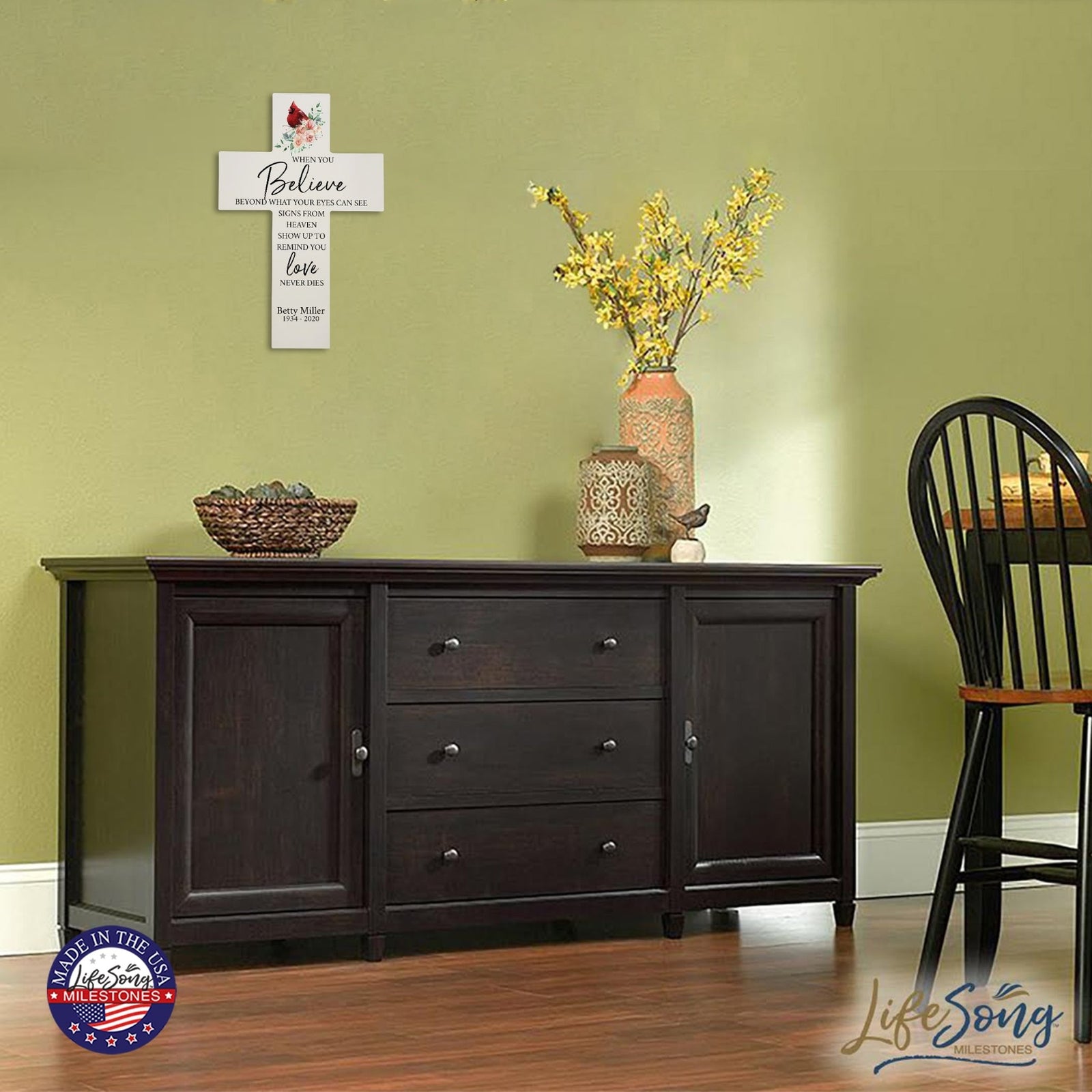 Custom Everyday Memorial Wall Cross 9.25x14 When You Believe - LifeSong Milestones