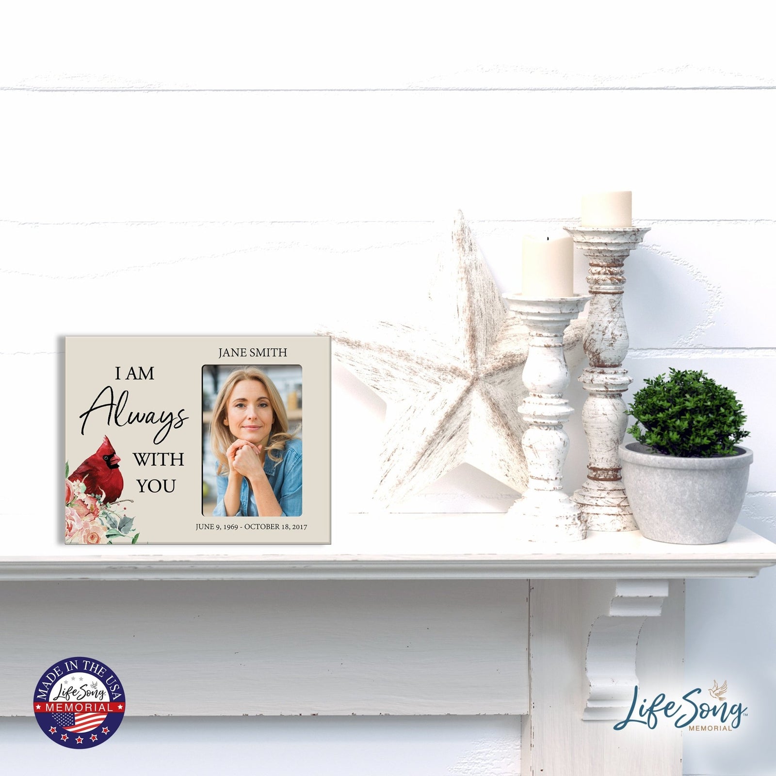 Custom Everyday Wooden Memorial 8x10 Picture Frame holds 4x6 photo I Am Always - LifeSong Milestones