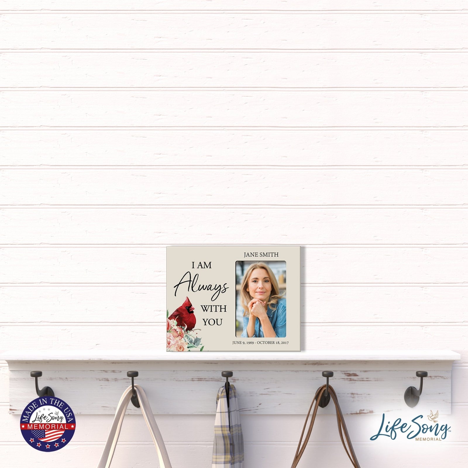 Custom Everyday Wooden Memorial 8x10 Picture Frame holds 4x6 photo I Am Always - LifeSong Milestones