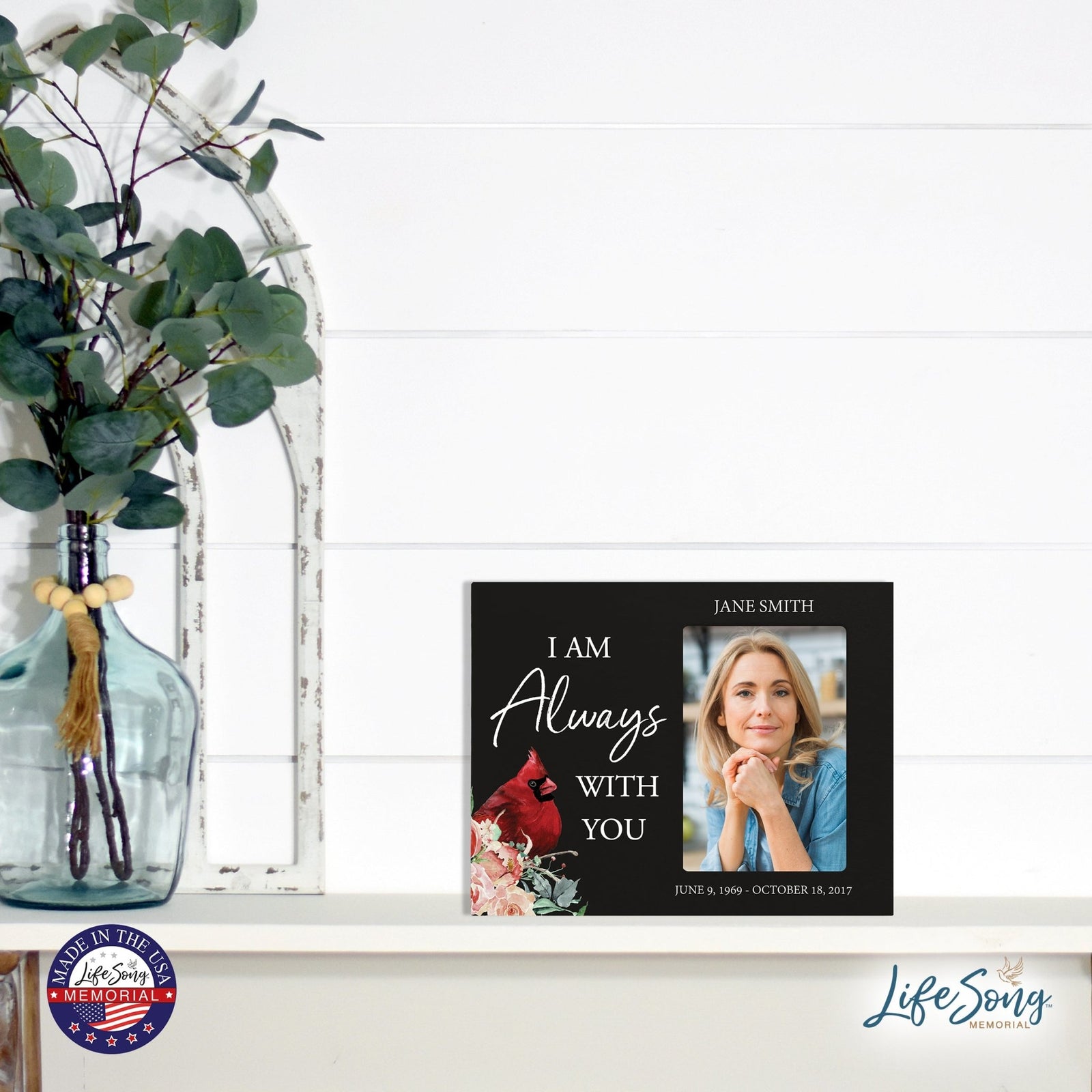 Custom Everyday Wooden Memorial 8x10 Picture Frame holds 4x6 photo I Am Always - LifeSong Milestones