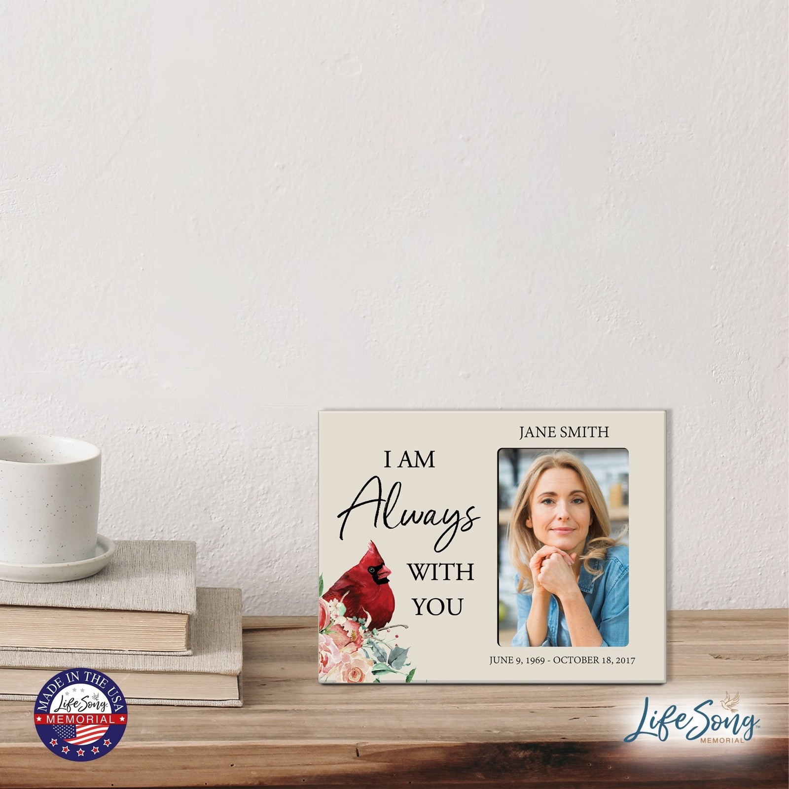 Custom Everyday Wooden Memorial 8x10 Picture Frame holds 4x6 photo I Am Always - LifeSong Milestones