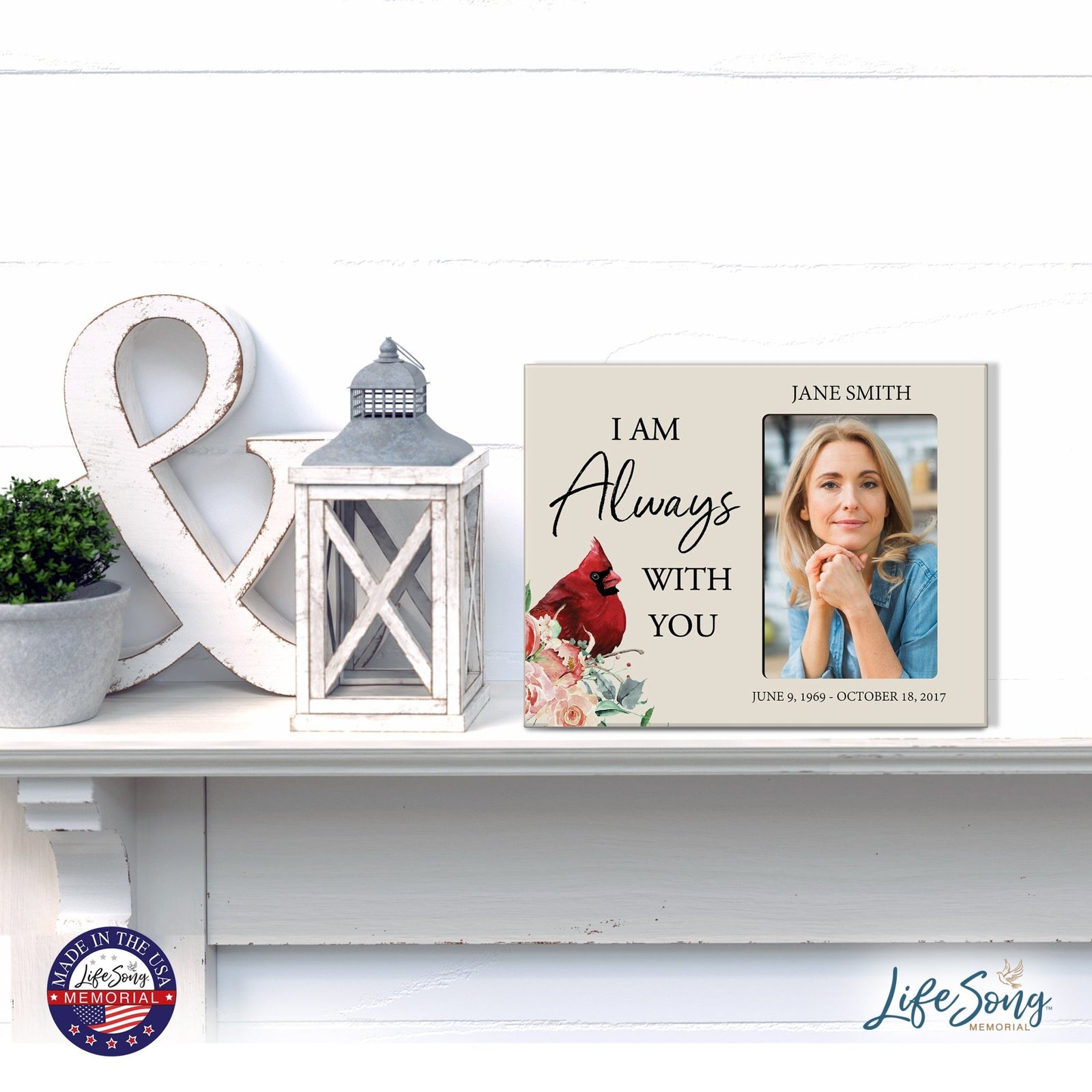 Custom Everyday Wooden Memorial 8x10 Picture Frame holds 4x6 photo I Am Always - LifeSong Milestones