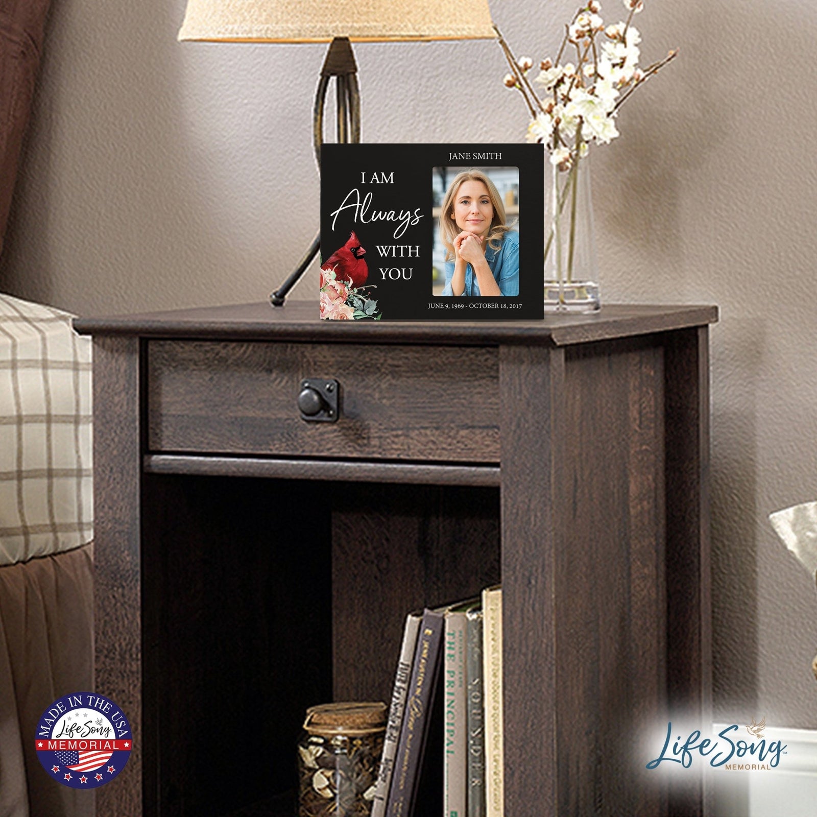 Custom Everyday Wooden Memorial 8x10 Picture Frame holds 4x6 photo I Am Always - LifeSong Milestones