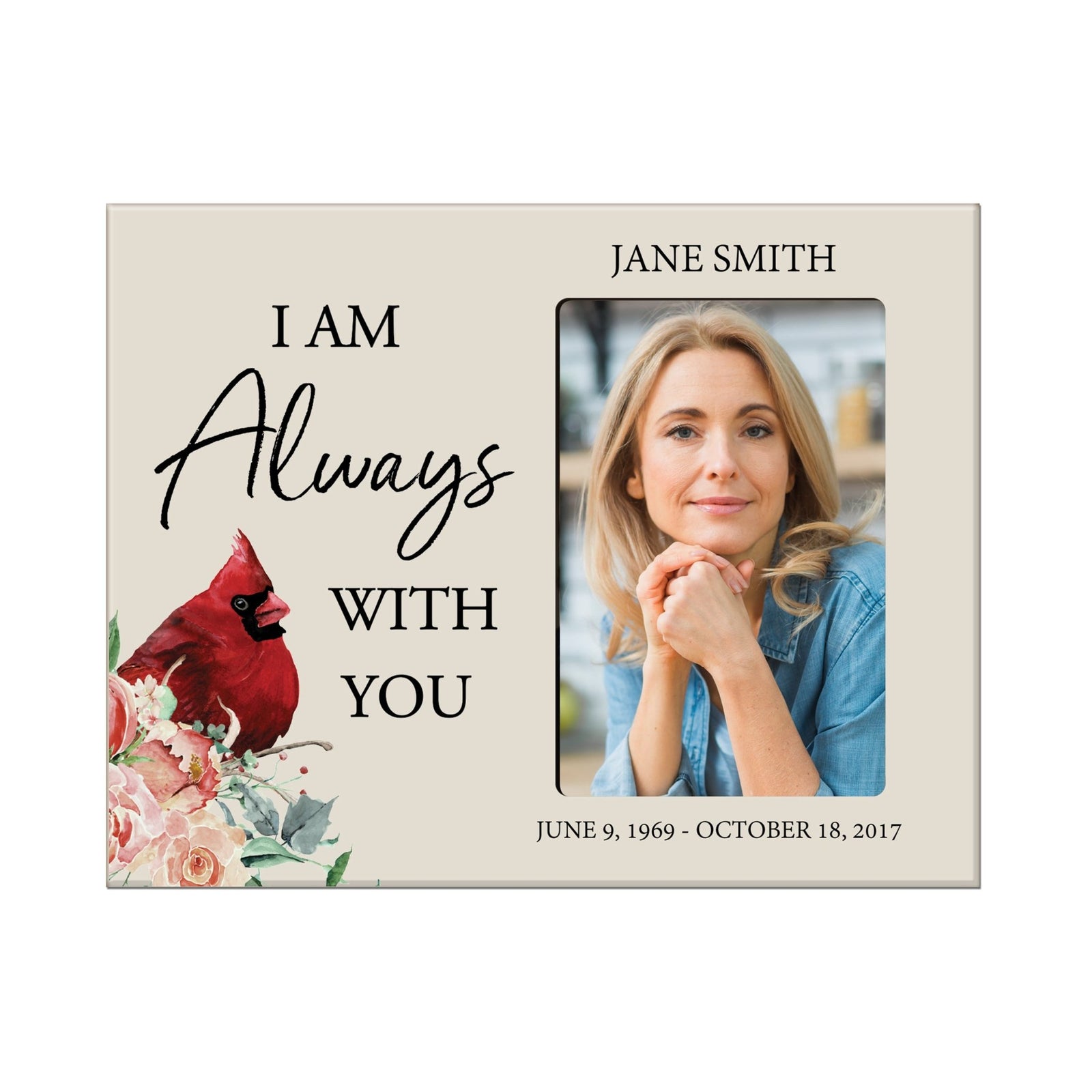 Custom Everyday Wooden Memorial 8x10 Picture Frame holds 4x6 photo I Am Always - LifeSong Milestones