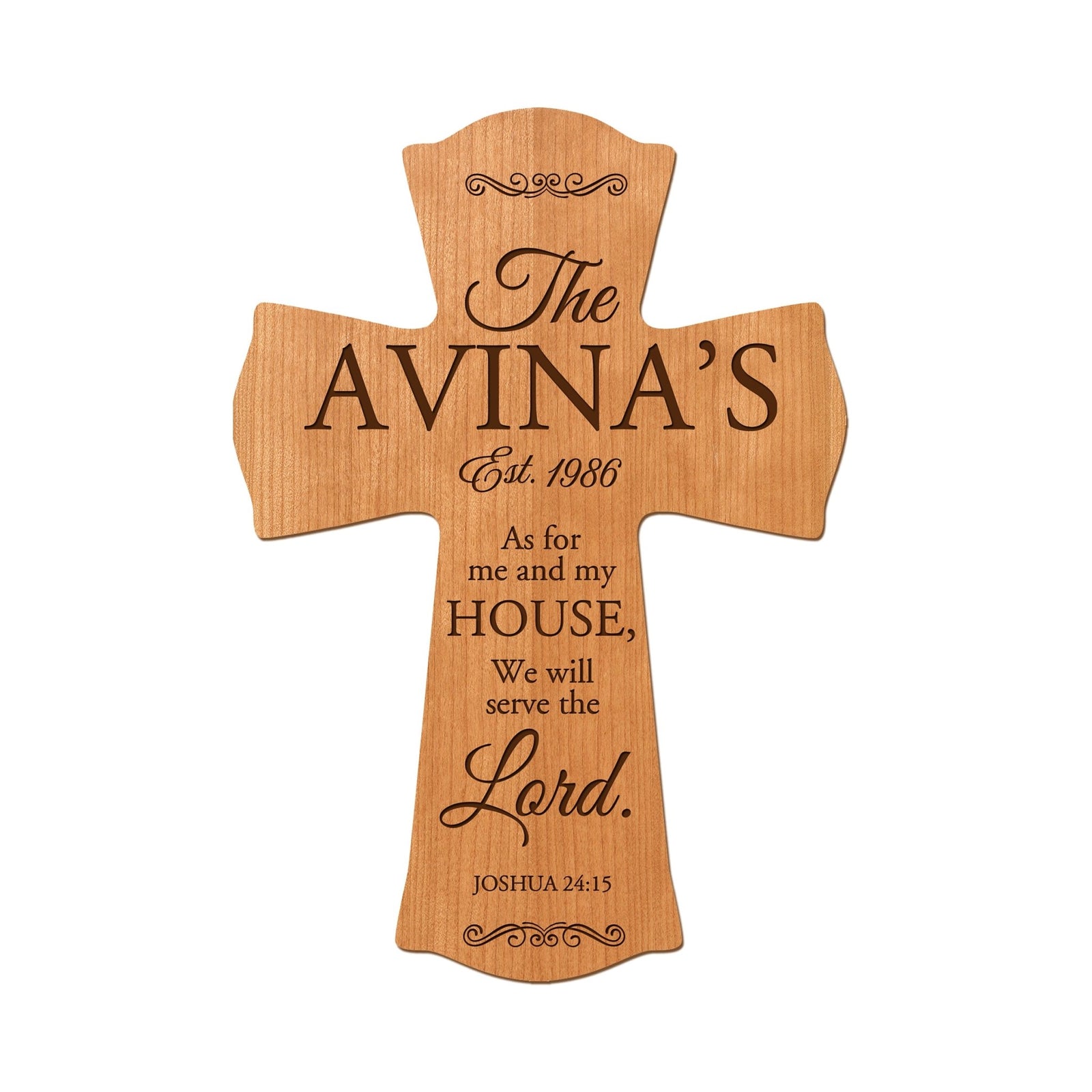 Custom Family Name Wall Cross - As For Me and My House - Joshua 24:15 - LifeSong Milestones