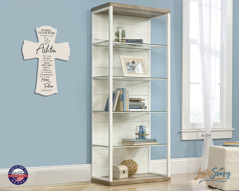 Custom Holy Communion Wall Cross 8” x 11.25” - For I Know The Plans - LifeSong Milestones