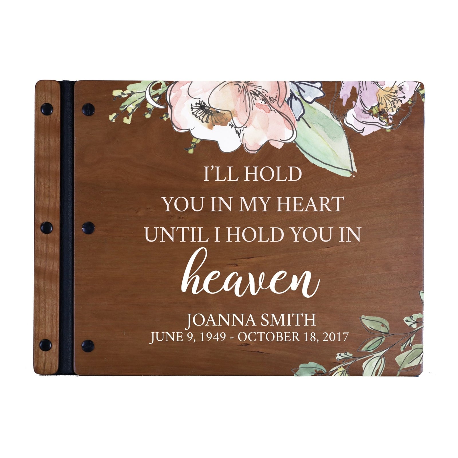 Custom Large Wooden Memorial Guestbook 13.375x10in - I’ll Hold You - LifeSong Milestones