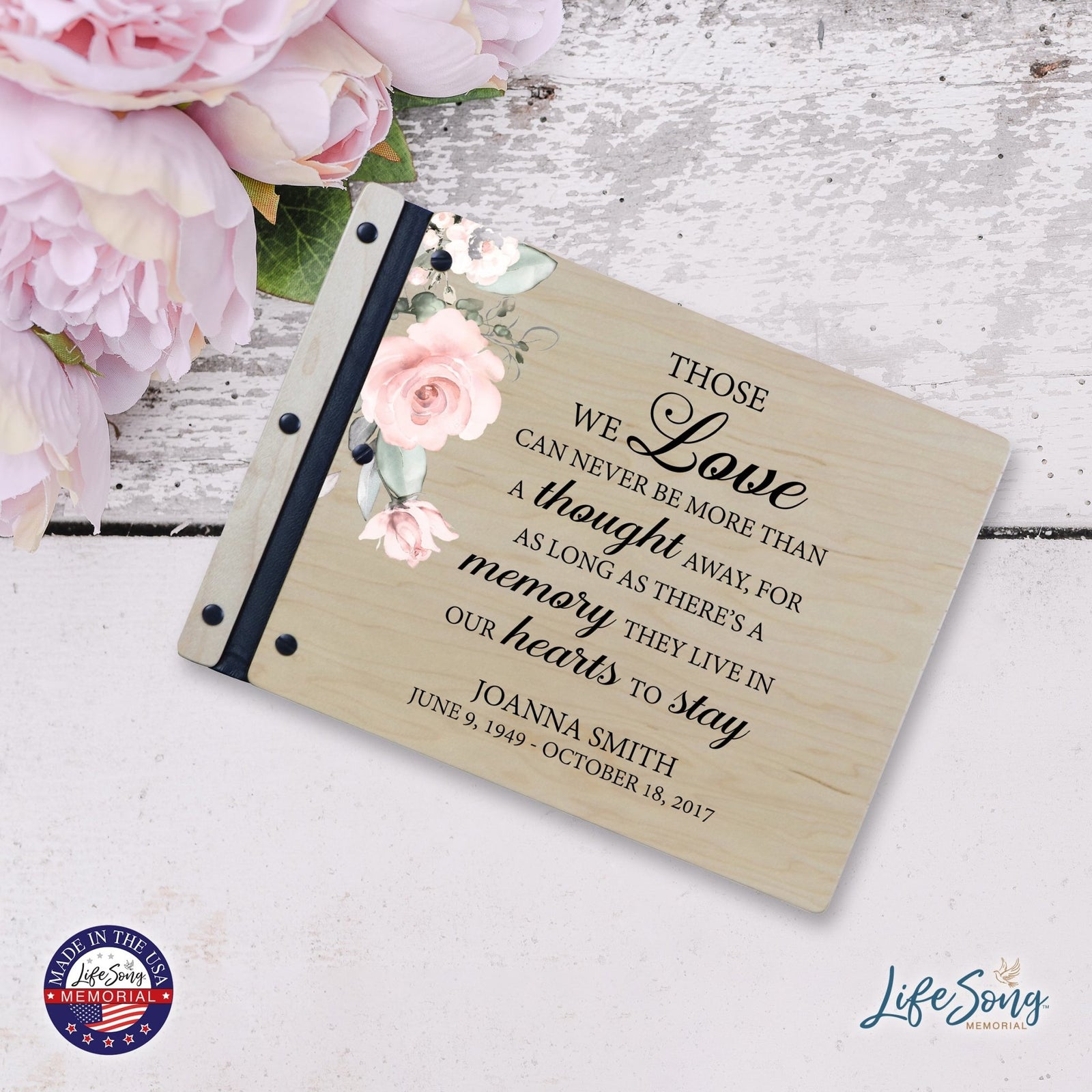 Custom Large Wooden Memorial Guestbook 13.375x10in - Those We Love - LifeSong Milestones