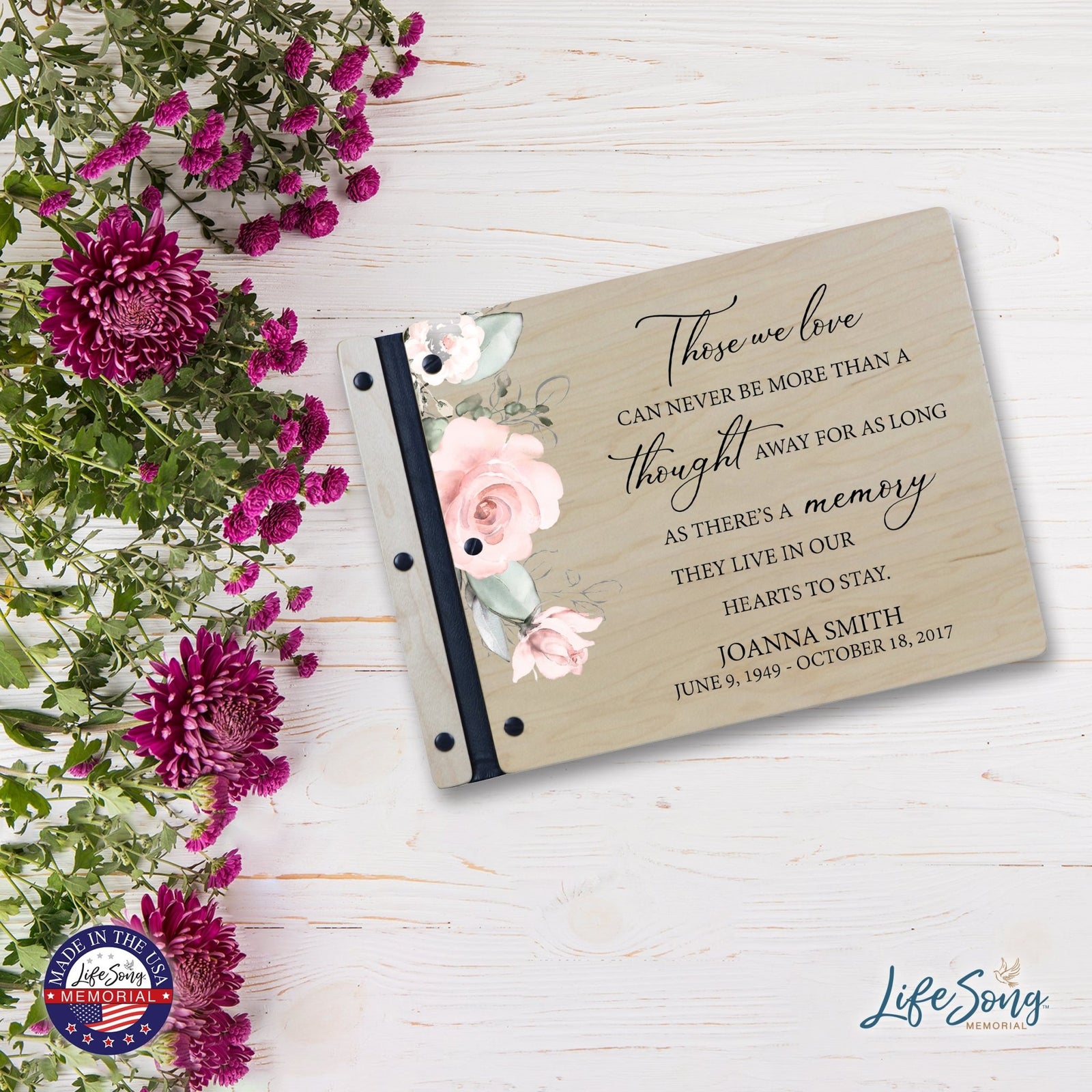 Custom Large Wooden Memorial Guestbook 13.375x10in - Those We Love (Maple) - LifeSong Milestones