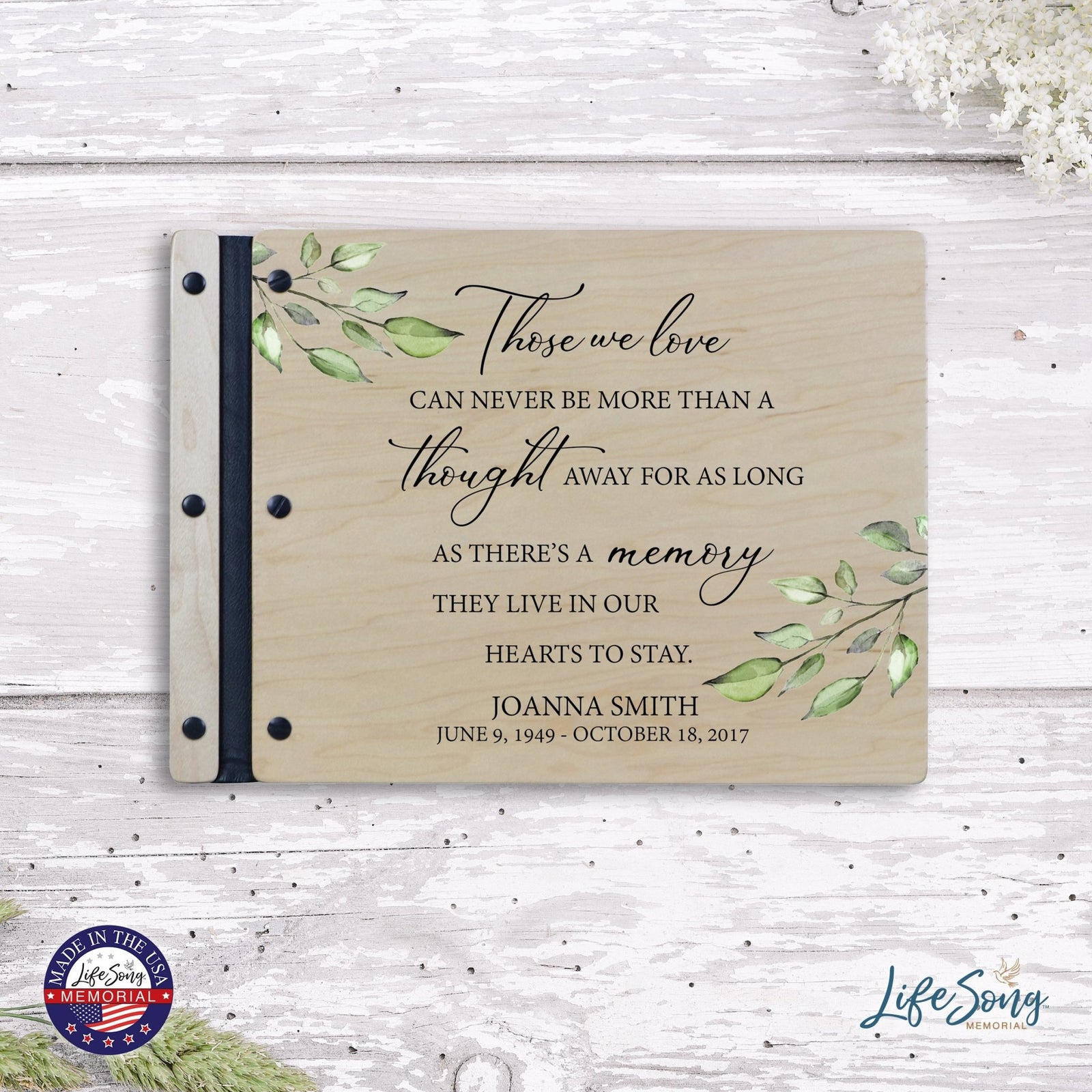 Custom Large Wooden Memorial Guestbook 13.375x10in - Those We Love (Maple) - LifeSong Milestones
