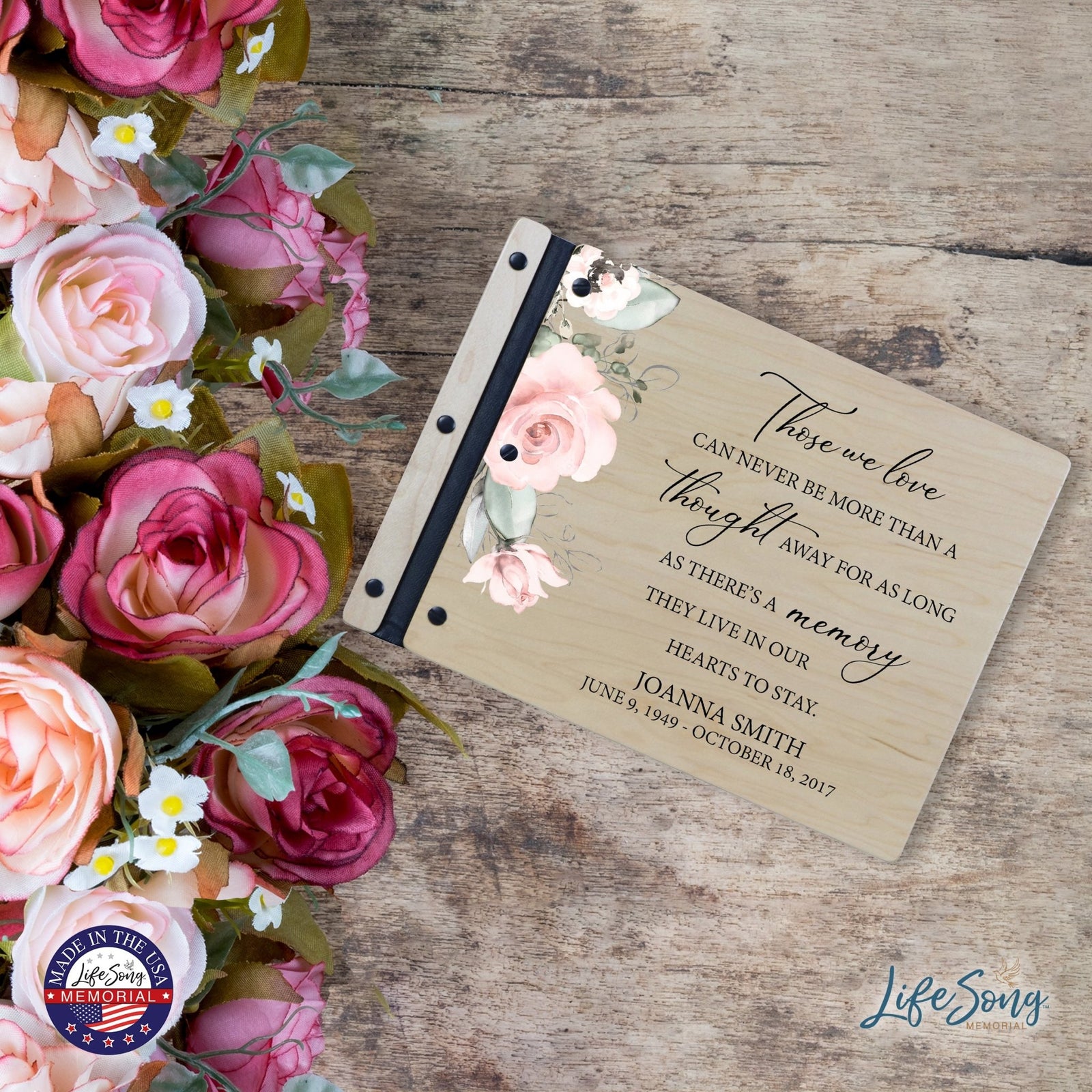 Custom Large Wooden Memorial Guestbook 13.375x10in - Those We Love (Maple) - LifeSong Milestones