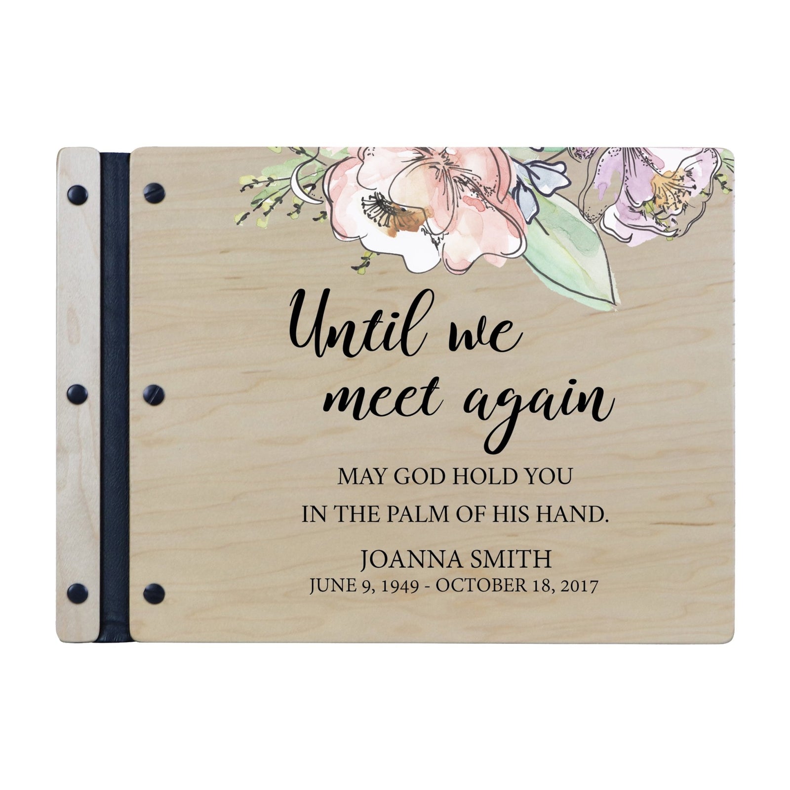 Custom Large Wooden Memorial Guestbook 13.375x10in Until We Meet Again - LifeSong Milestones