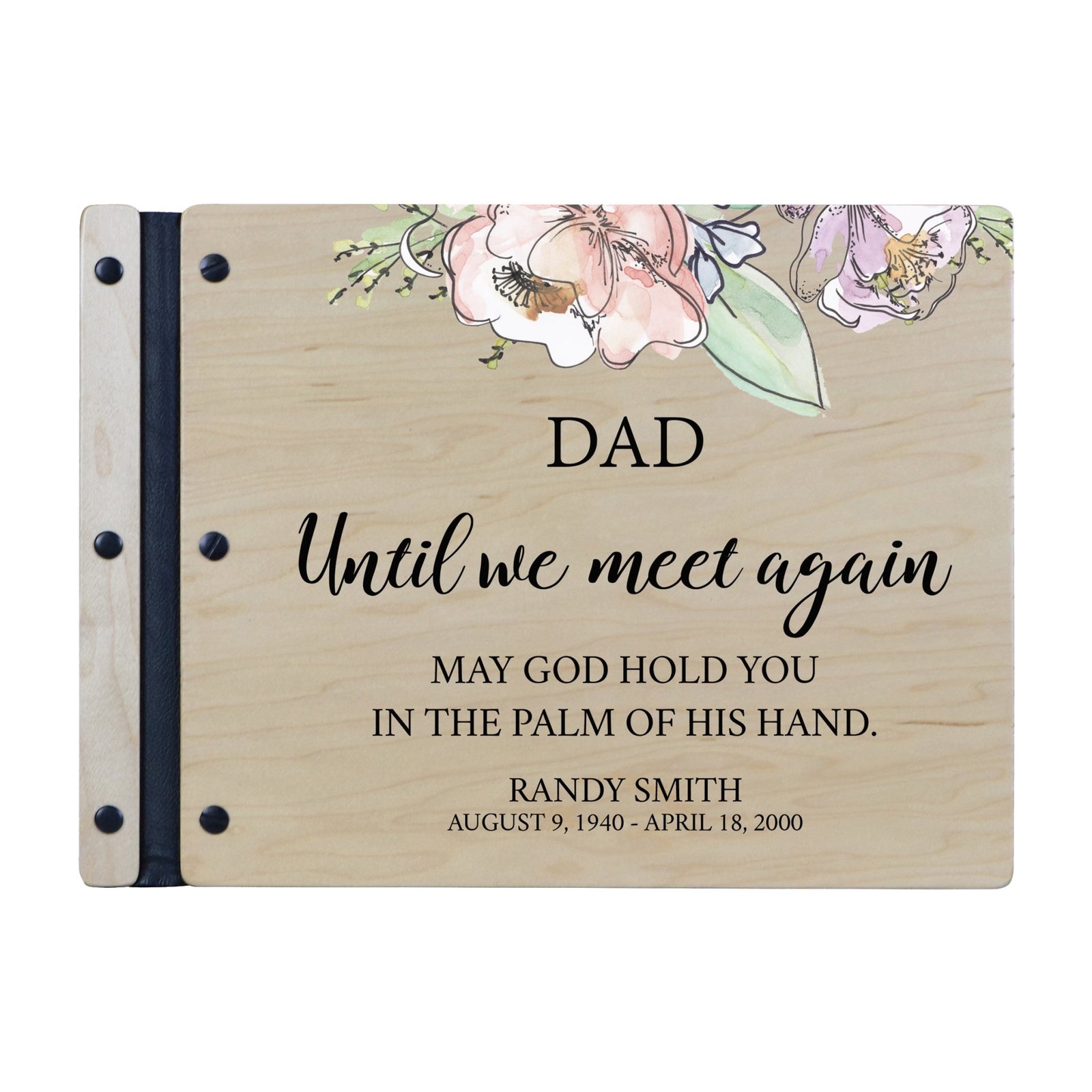 Custom Large Wooden Memorial Guestbook 13.375x10in Until We Meet Again (Maple) - LifeSong Milestones