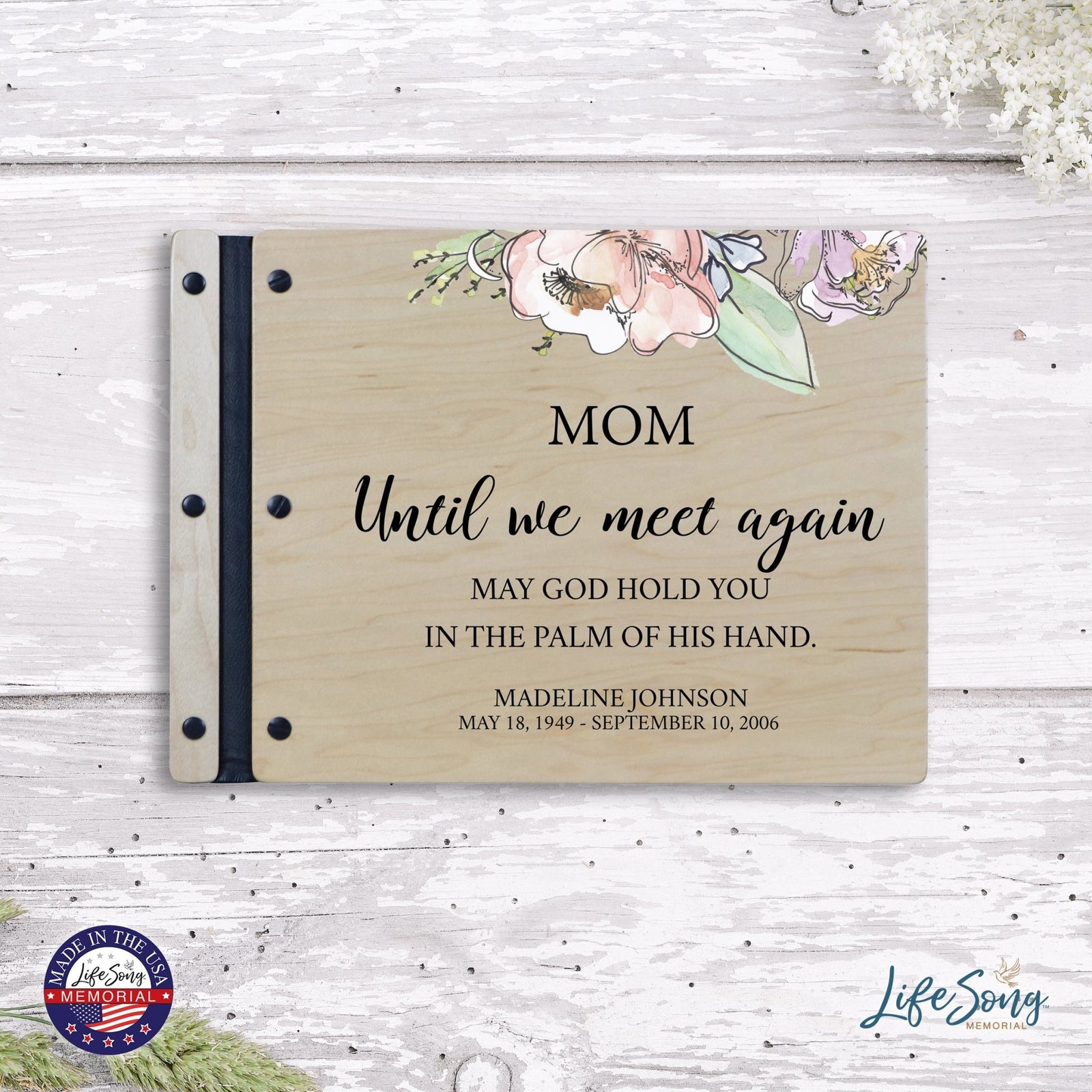 Custom Large Wooden Memorial Guestbook 13.375x10in Until We Meet Again (Maple) - LifeSong Milestones