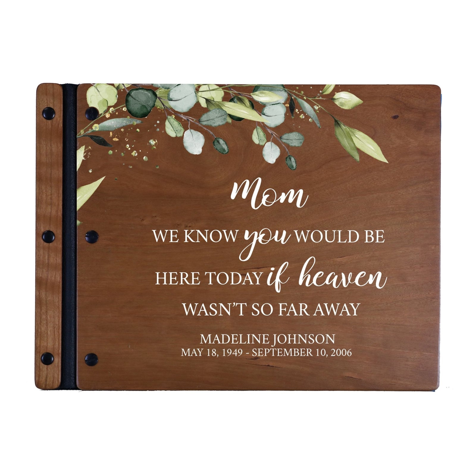 Custom Large Wooden Memorial Guestbook 13.375x10in - We Know You (Cherry) - LifeSong Milestones