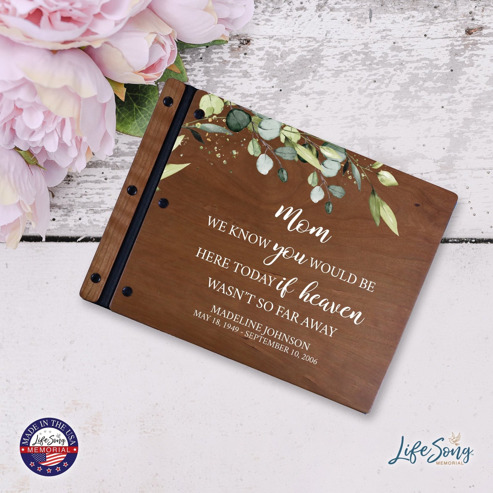 Custom Large Wooden Memorial Guestbook 13.375x10in - We Know You (Cherry) - LifeSong Milestones