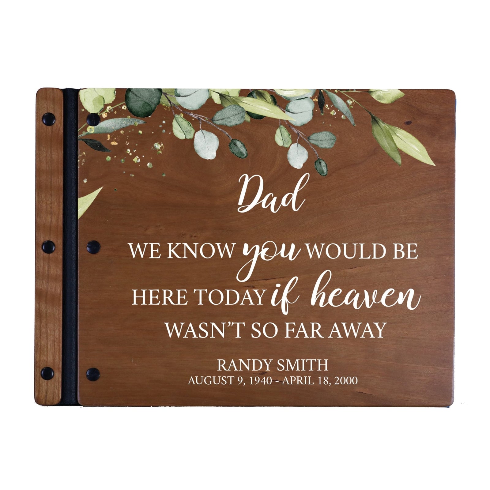 Custom Large Wooden Memorial Guestbook 13.375x10in - We Know You (Cherry) - LifeSong Milestones