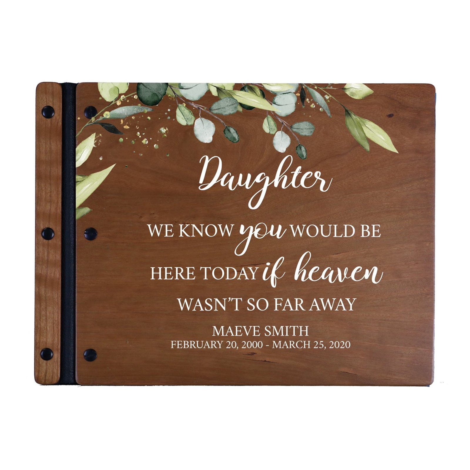 Custom Large Wooden Memorial Guestbook 13.375x10in - We Know You (Cherry) - LifeSong Milestones