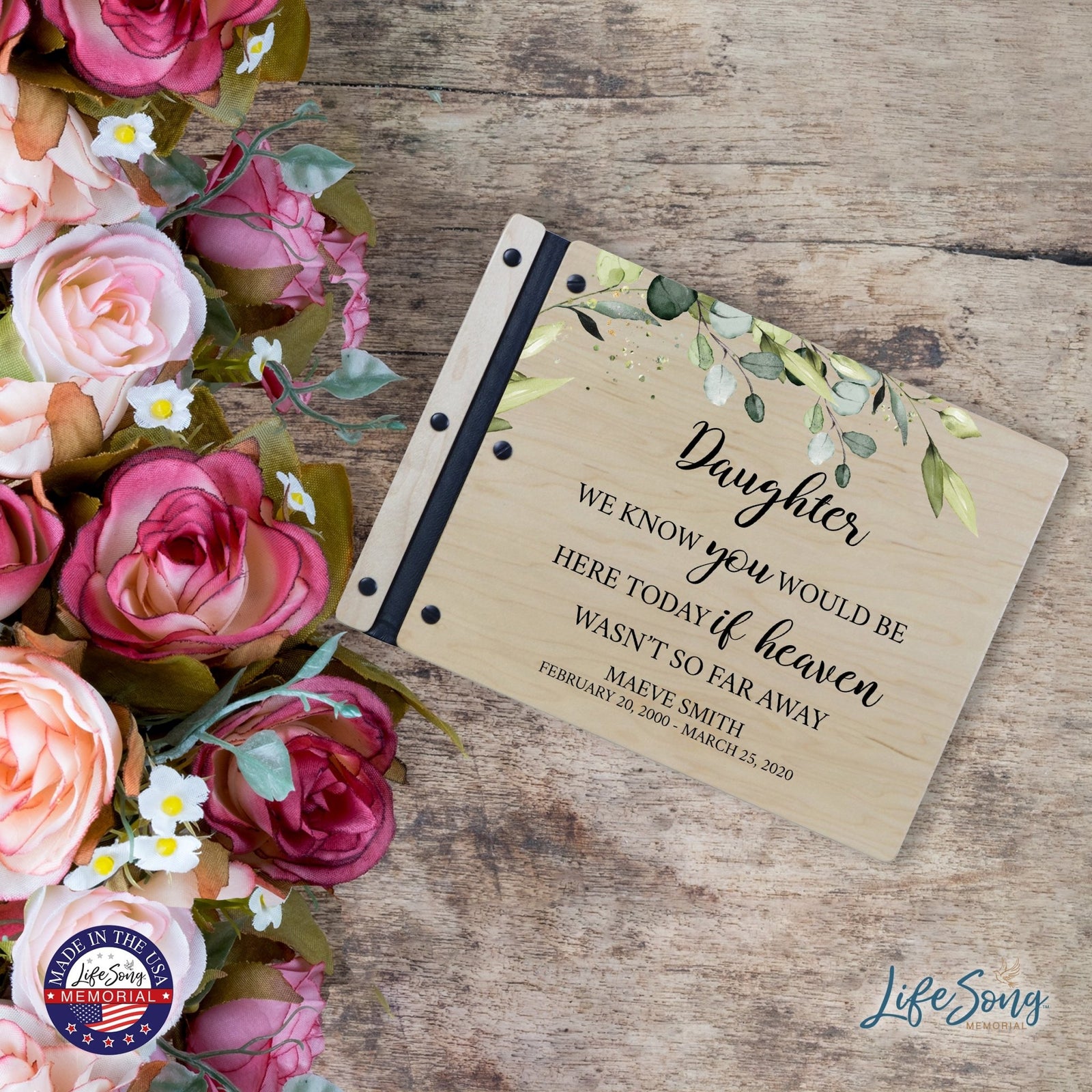 Custom Large Wooden Memorial Guestbook 13.375x10in - We Know You (Maple) - LifeSong Milestones