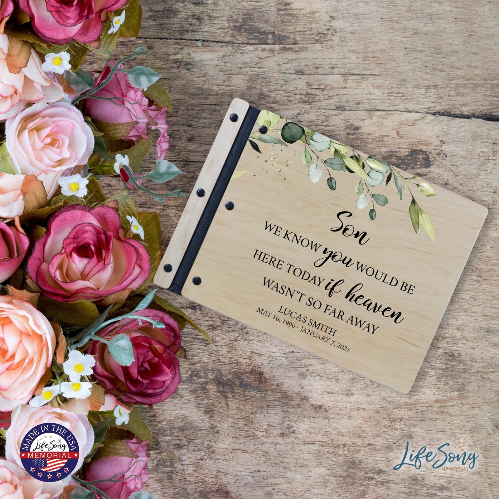 Custom Large Wooden Memorial Guestbook 13.375x10in - We Know You (Maple) - LifeSong Milestones