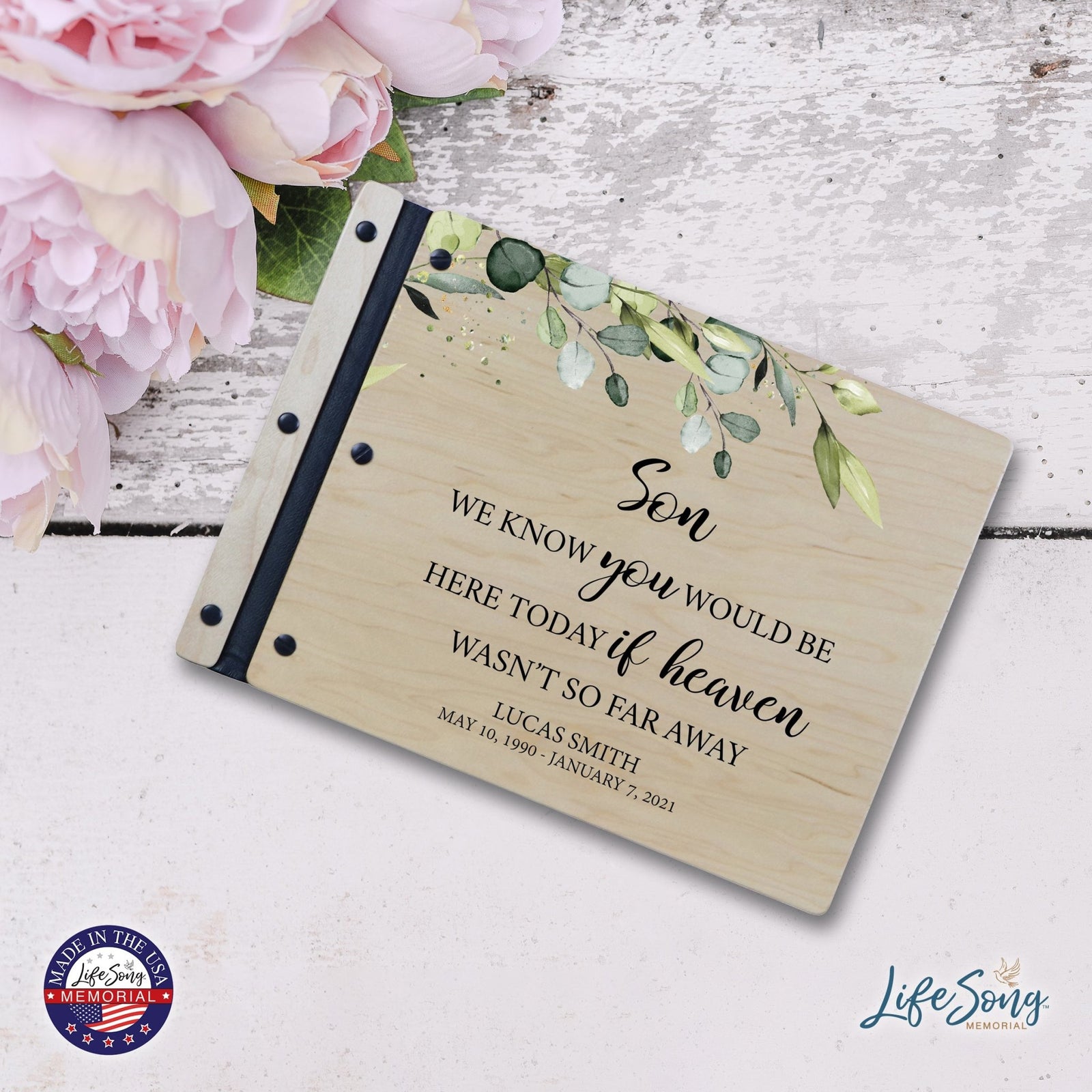 Custom Large Wooden Memorial Guestbook 13.375x10in - We Know You (Maple) - LifeSong Milestones