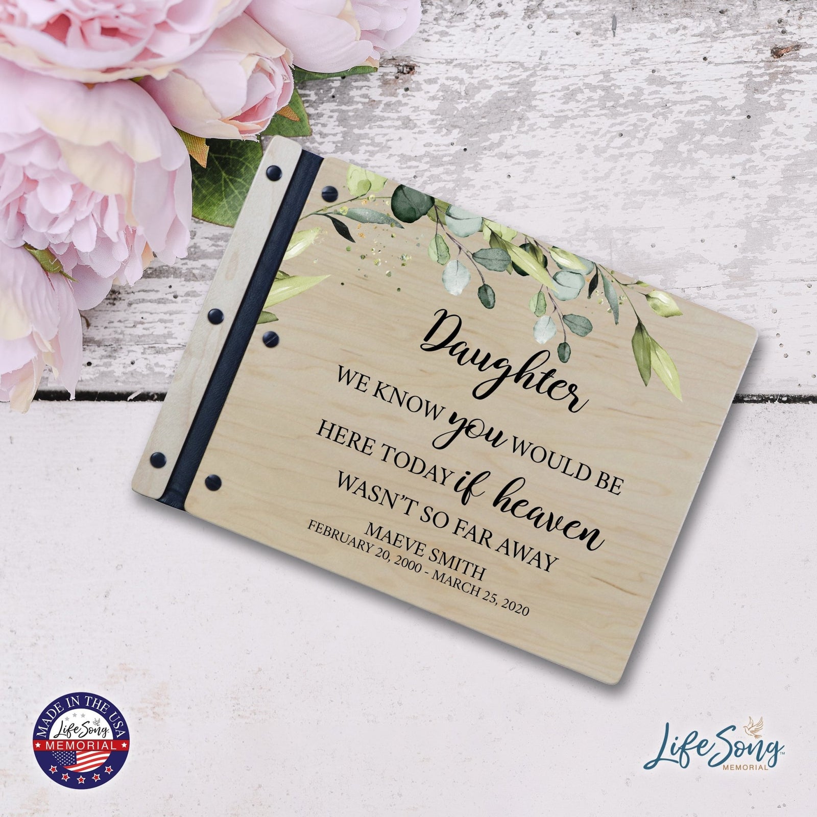 Custom Large Wooden Memorial Guestbook 13.375x10in - We Know You (Maple) - LifeSong Milestones