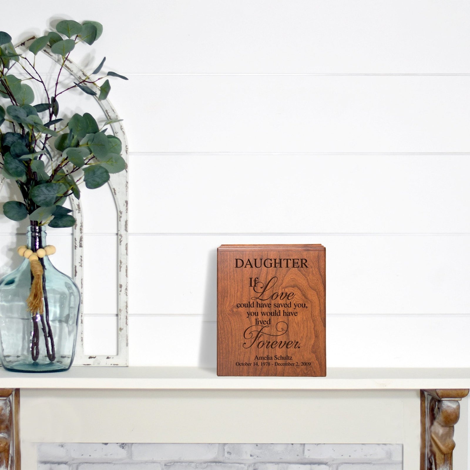 Handcrafted Engraved Cremation Urn for Human Ashes