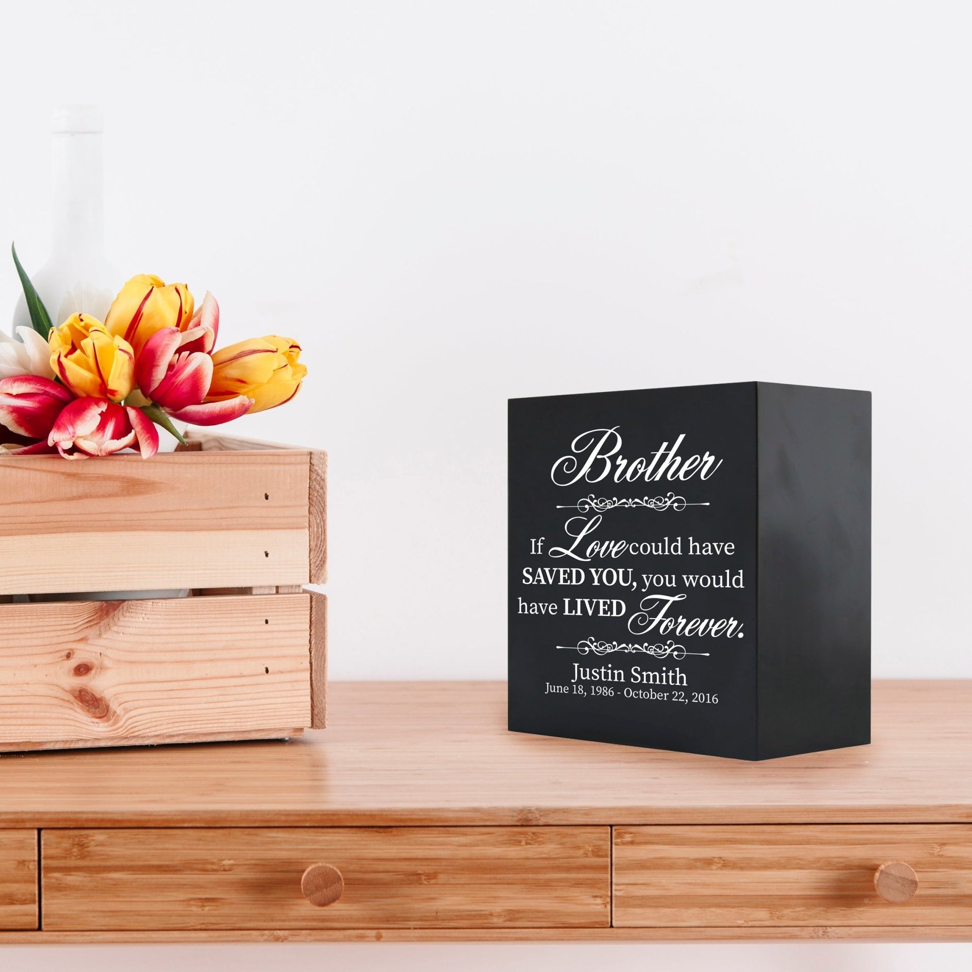 Custom Memorial 6x6 Shadow Box Urn Brother, If Love Could holds 53 cu in - LifeSong Milestones