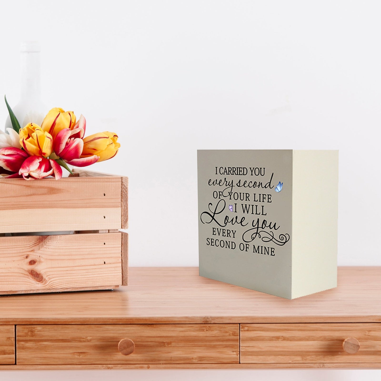 Custom Memorial 6x6 Shadow Box Urn I Carried You Butterflies holds 53 cu in - LifeSong Milestones