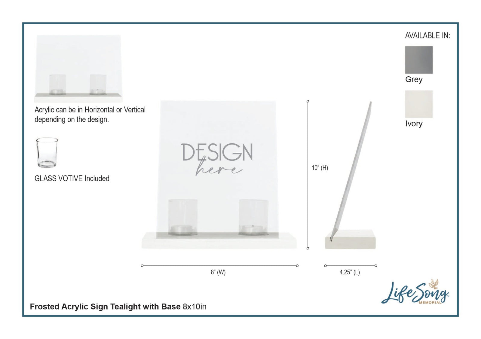 Custom Memorial 8x10 Acrylic Wall Sign with Wooden Base Votive Candle Holder Those We Love - LifeSong Milestones