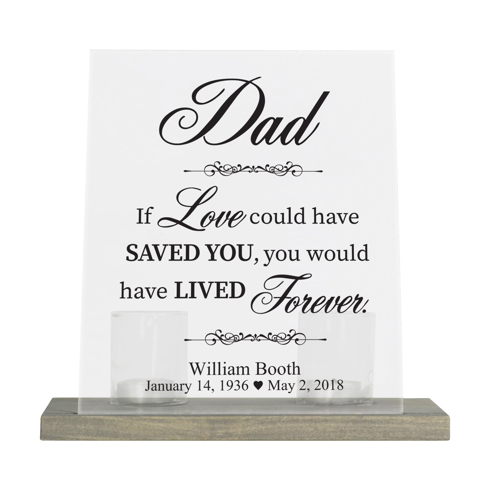Custom Memorial 8x10 Frosted Acrylic Wall Sign with Grey Wooden Base - If Love Could - LifeSong Milestones