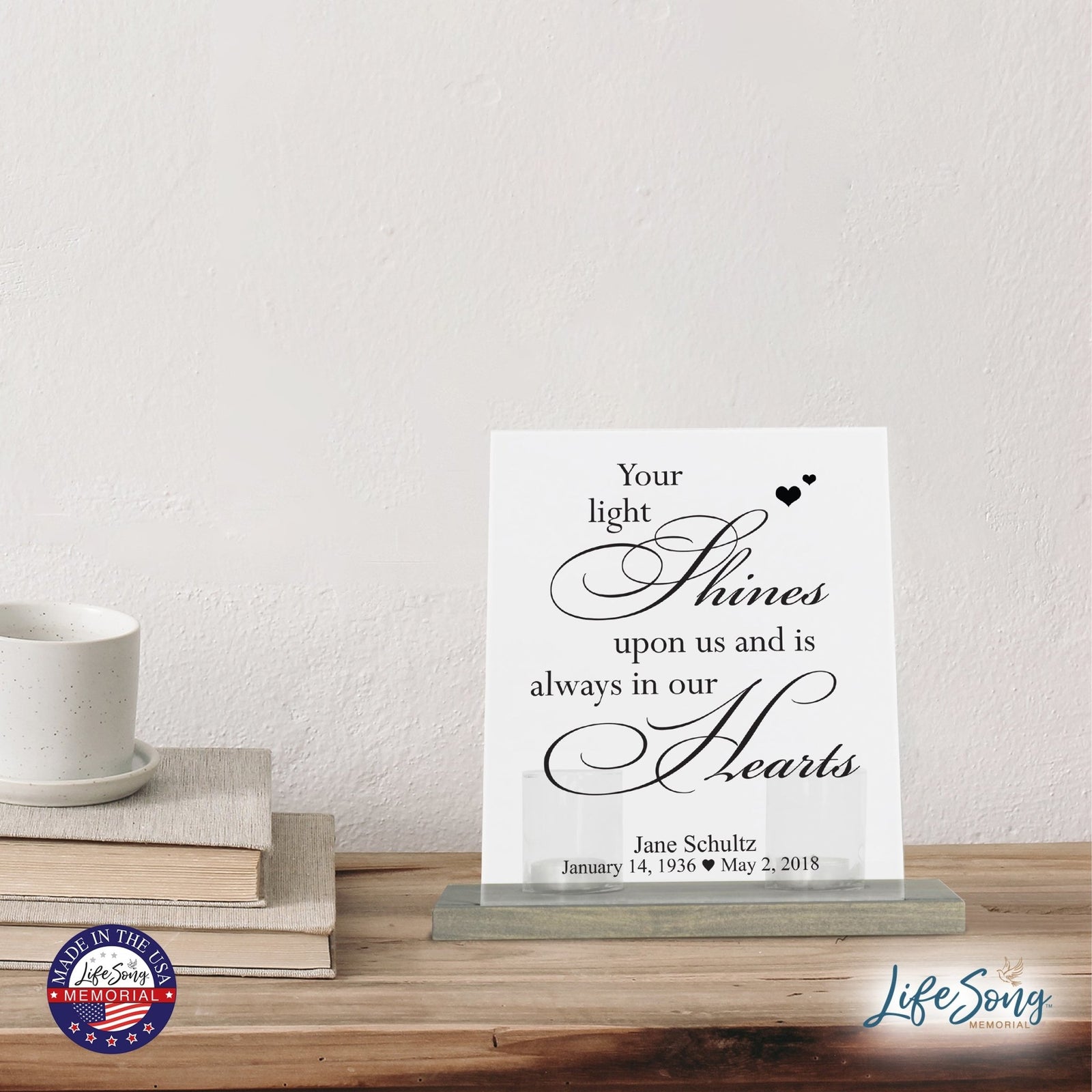 Custom Memorial 8x10 Frosted Acrylic Wall Sign with Grey Wooden Base - It Broke Our Hearts - LifeSong Milestones