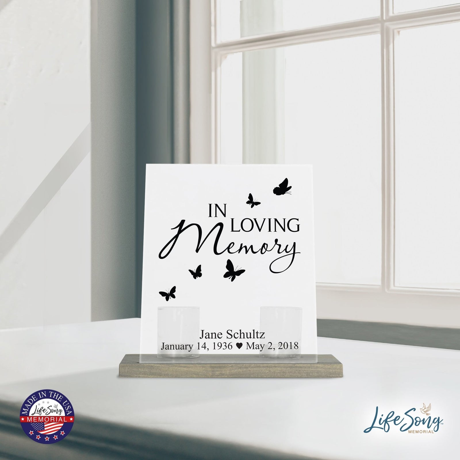 Custom Memorial 8x10 Frosted Acrylic Wall Sign with Grey Wooden Base - It Broke Our Hearts - LifeSong Milestones