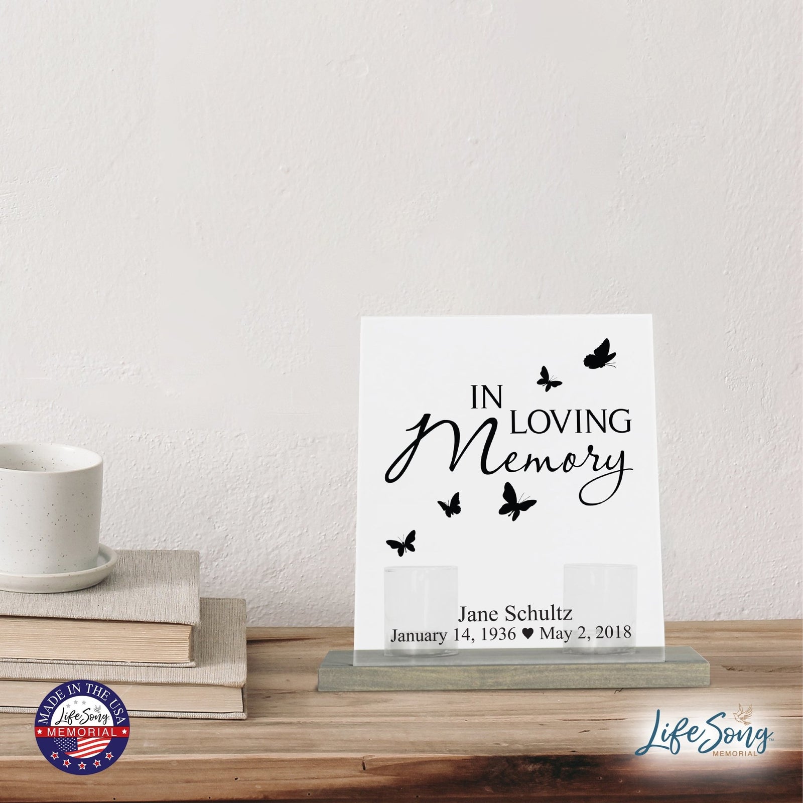 Custom Memorial 8x10 Frosted Acrylic Wall Sign with Grey Wooden Base - It Broke Our Hearts - LifeSong Milestones