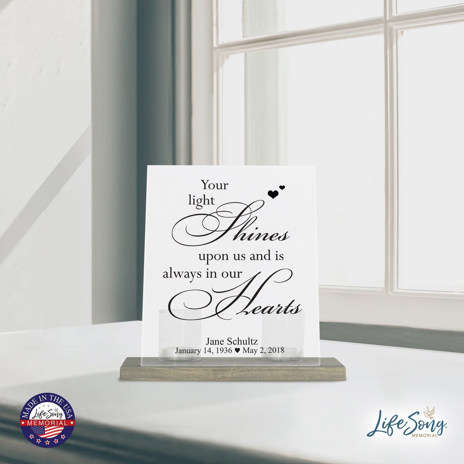 Custom Memorial 8x10 Frosted Acrylic Wall Sign with Grey Wooden Base - It Broke Our Hearts - LifeSong Milestones