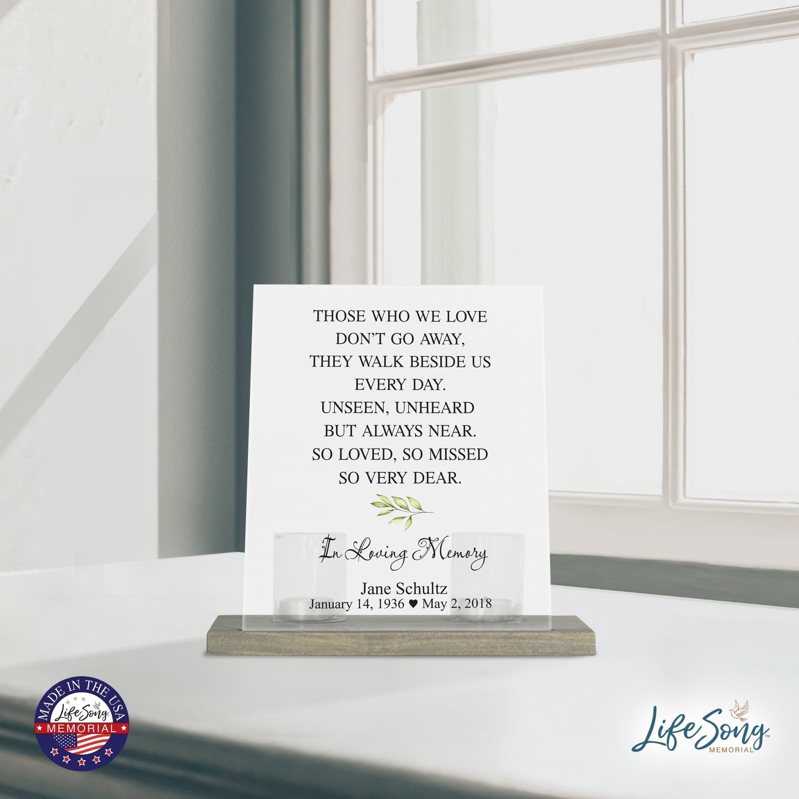 Custom Memorial 8x10 Frosted Acrylic Wall Sign with Grey Wooden Base - It Broke Our Hearts - LifeSong Milestones