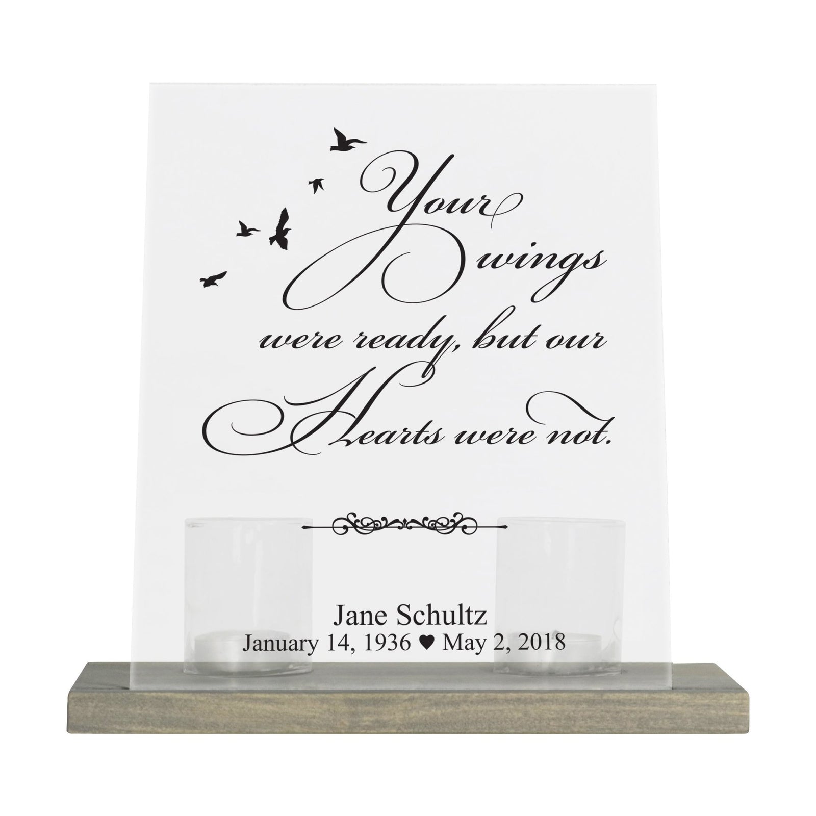 Custom Memorial 8x10 Frosted Acrylic Wall Sign with Grey Wooden Base - It Broke Our Hearts - LifeSong Milestones