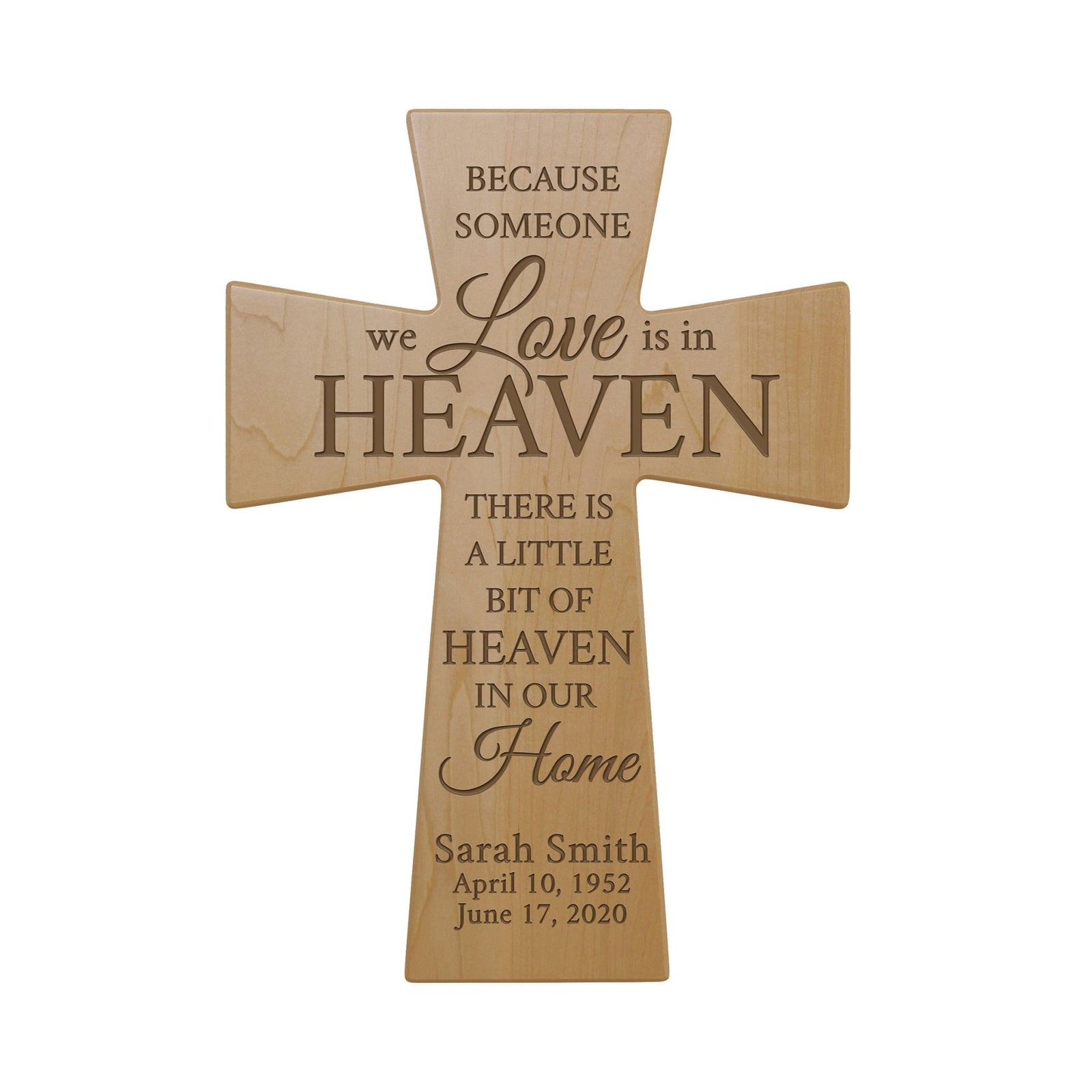 Custom Memorial Anniversary Wall Cross 12” x 17” x 0.5” - Because someone we love - LifeSong Milestones
