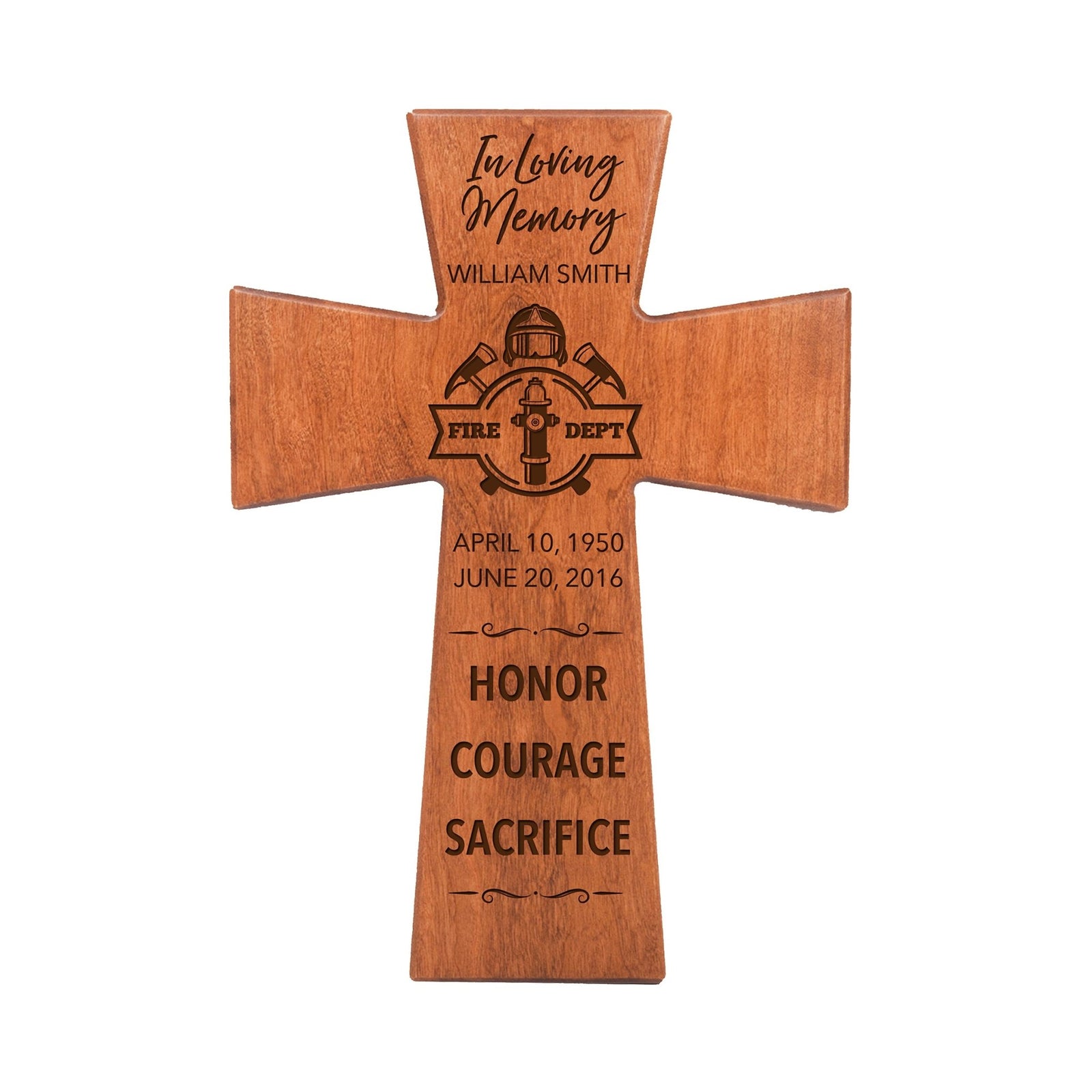 Custom Memorial Anniversary Wall Cross 12” x 17” x 0.5” - Honor Courage Sacrifice - LifeSong Milestones