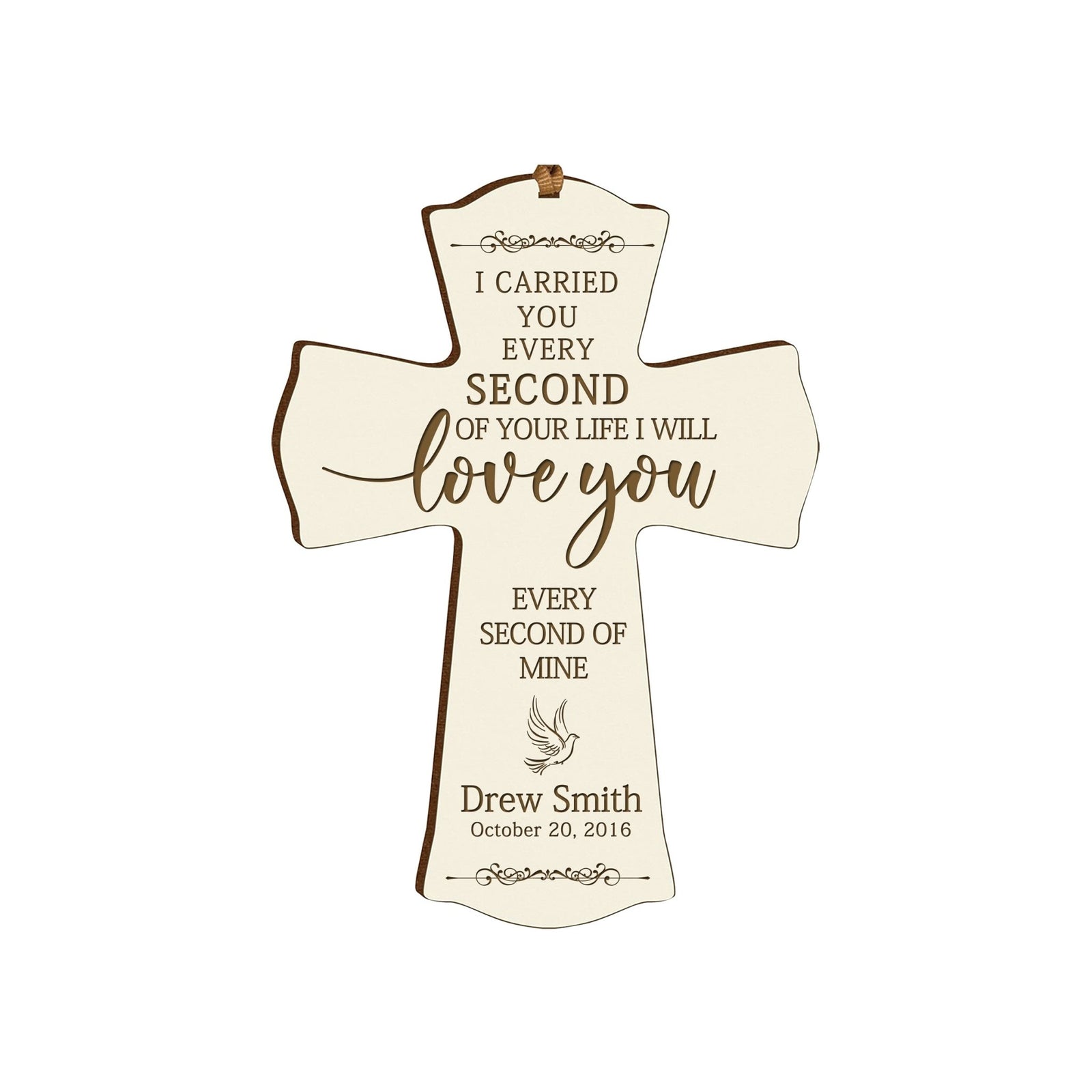 Custom Memorial Engraved Wooden Cross 4x6 I Carried You Dove - LifeSong Milestones