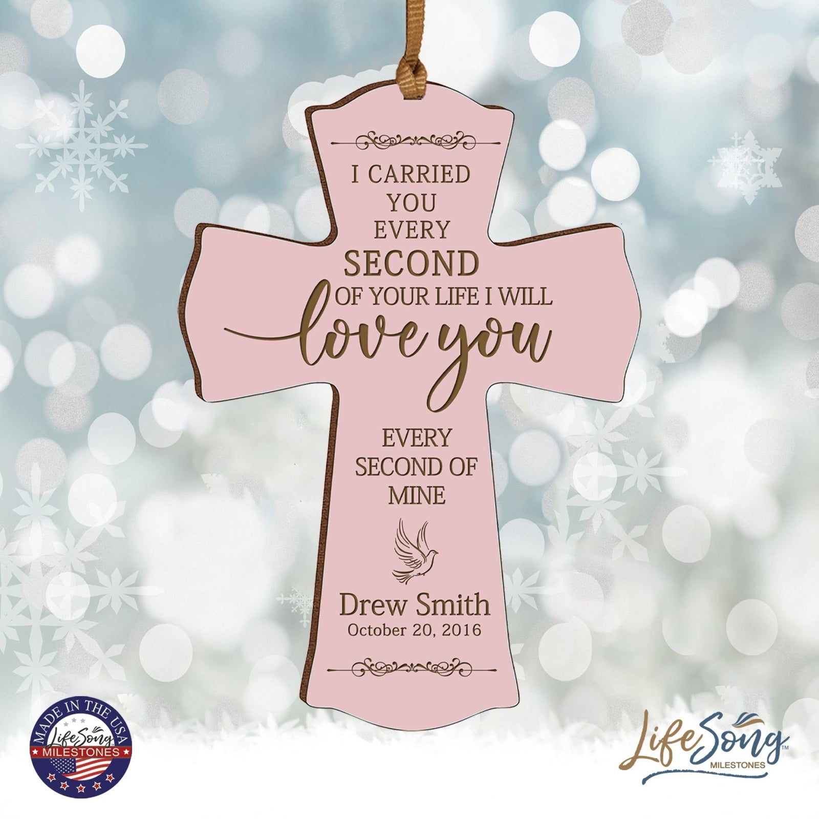 Custom Memorial Engraved Wooden Cross 4x6 I Carried You Dove - LifeSong Milestones