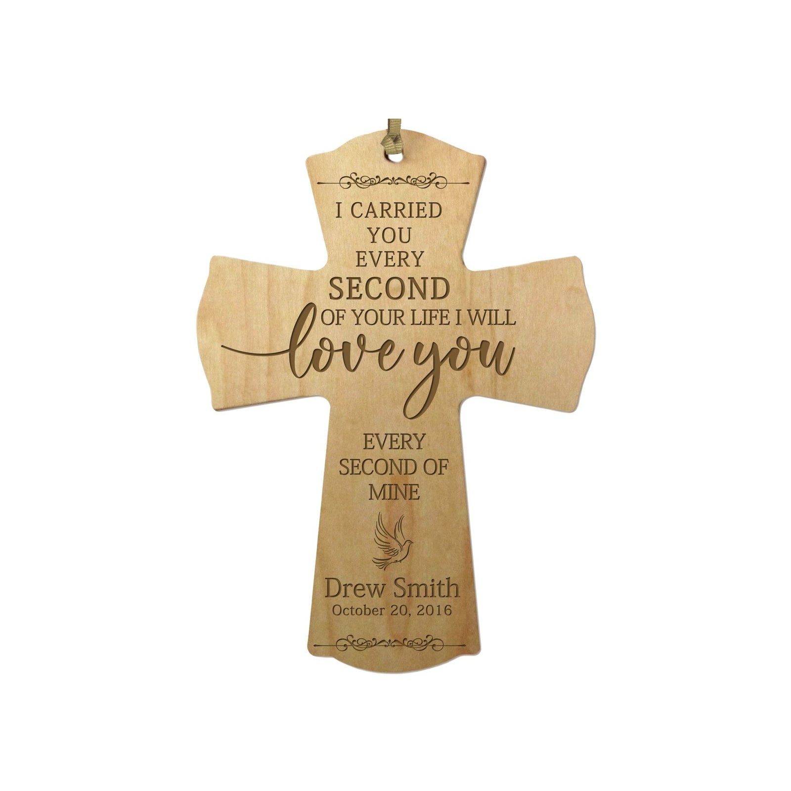 Custom Memorial Engraved Wooden Cross 4x6 I Carried You Dove - LifeSong Milestones