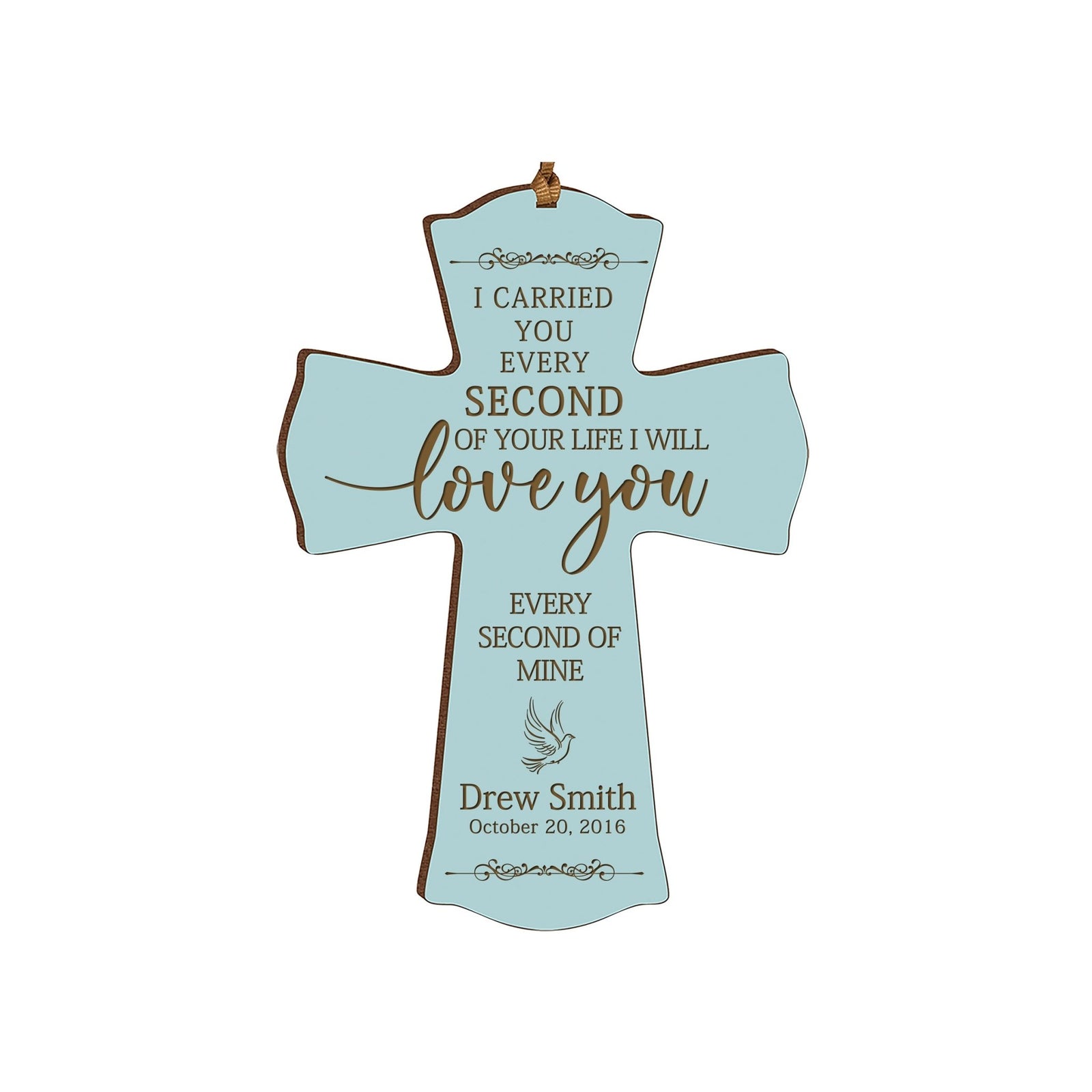 Custom Memorial Engraved Wooden Cross 4x6 I Carried You Dove - LifeSong Milestones